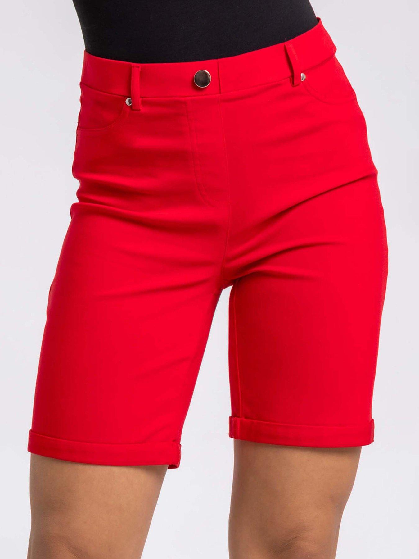 Image 4 of 4 of Roman Turn Up Stretch Shorts - Red
