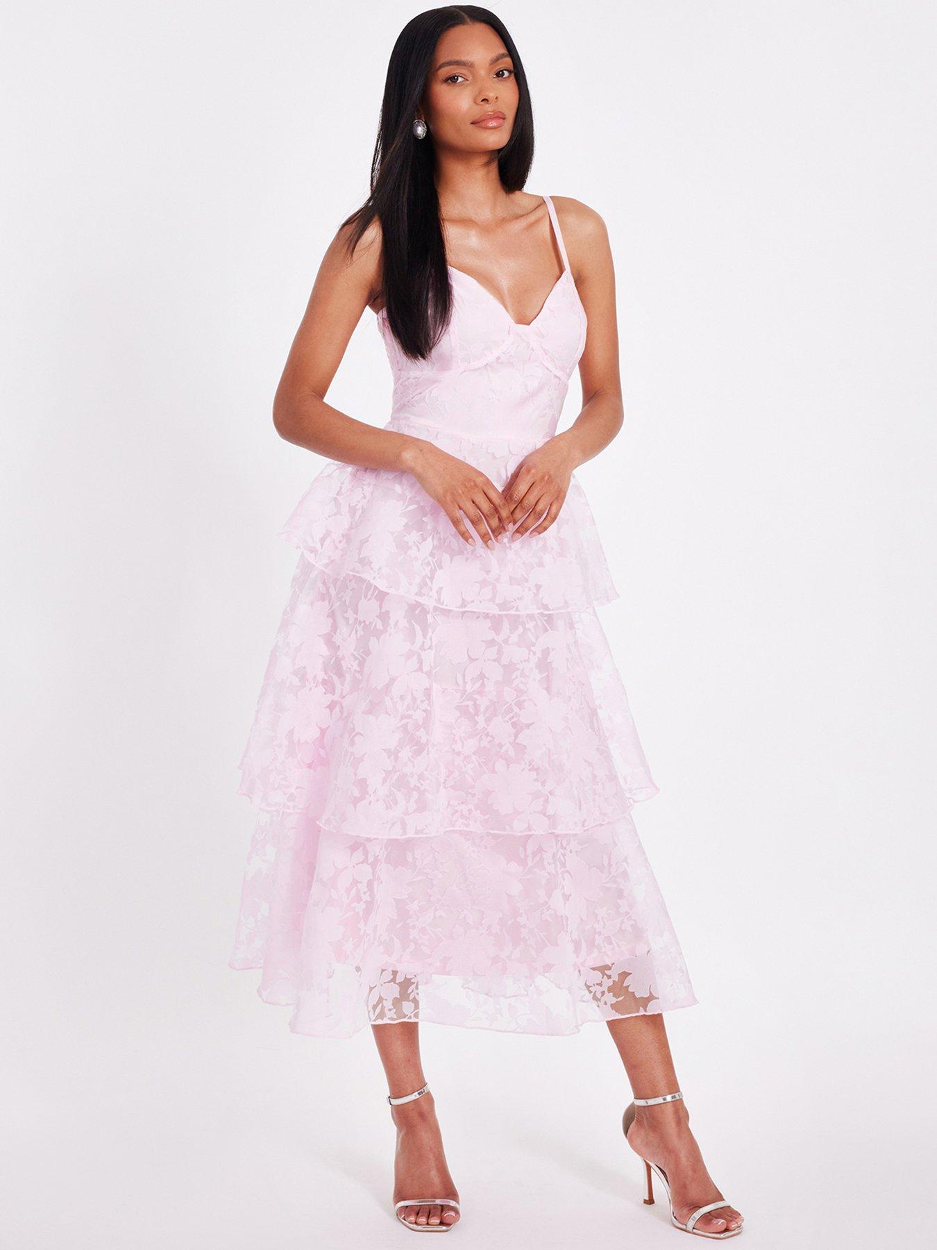 undefined Pink Chiffon Floral Midaxi Dress