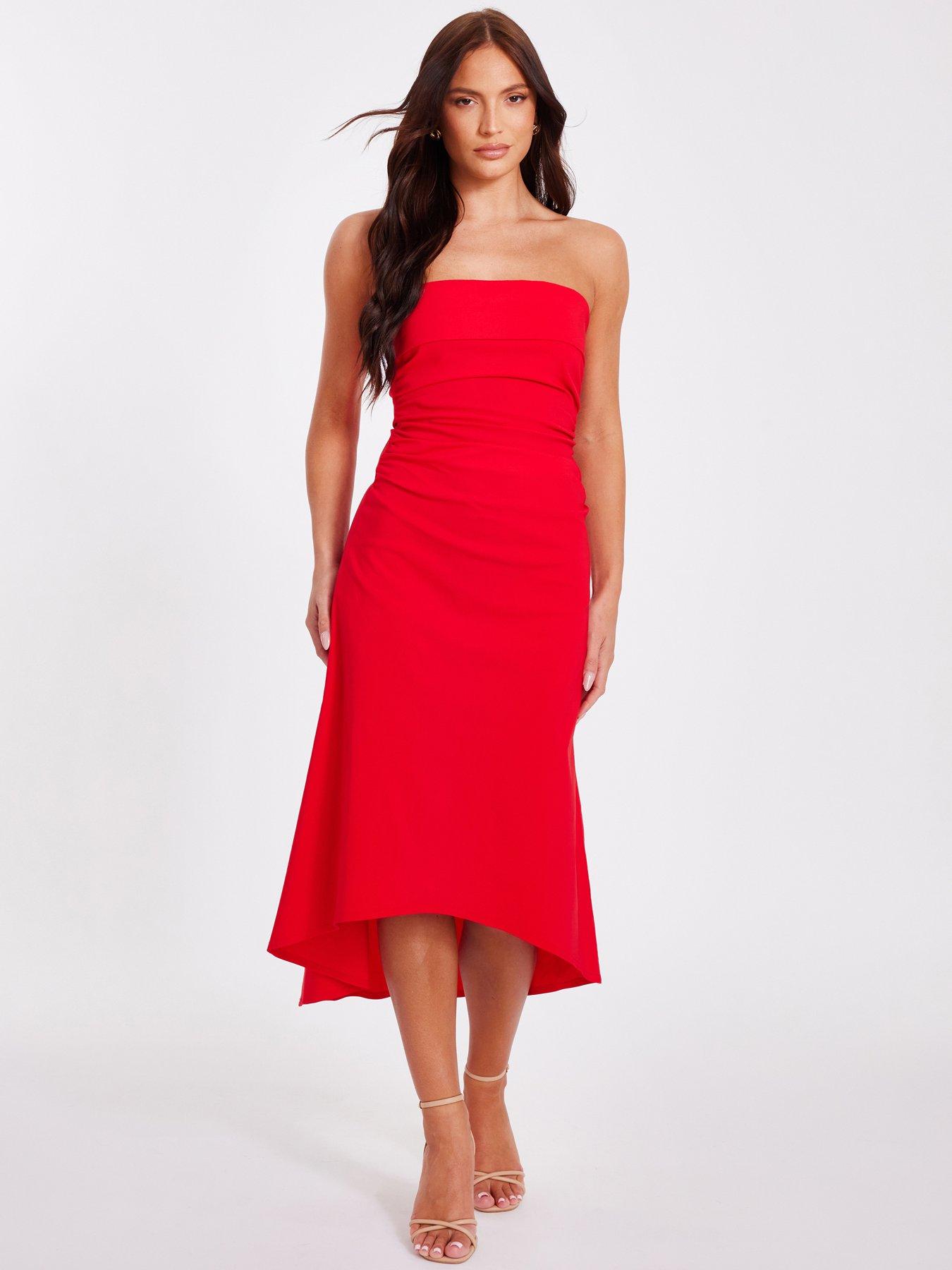 undefined Red Bandeau Midi Dress