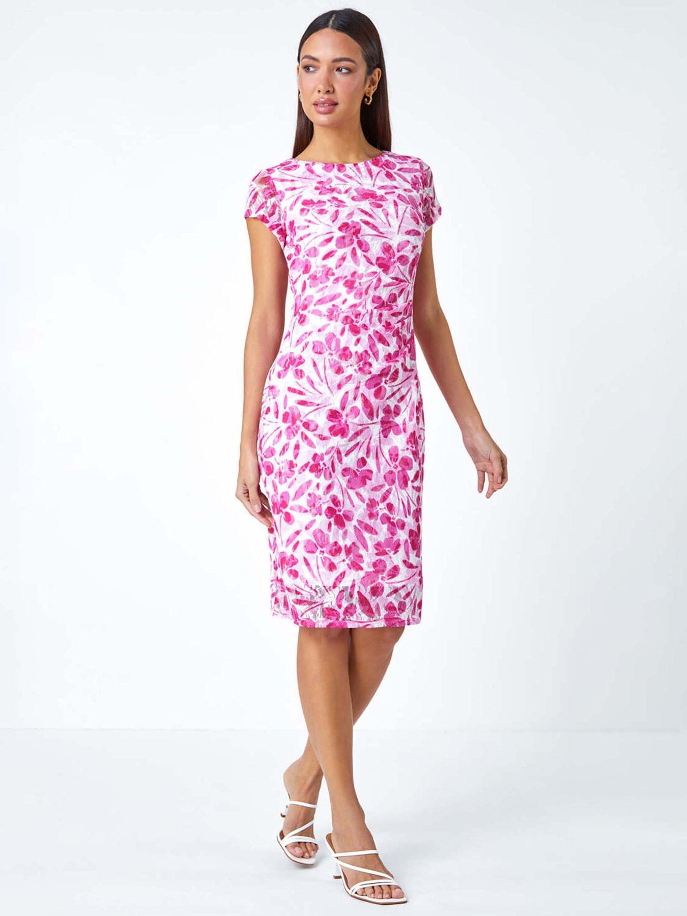 undefined Floral Lace Gathered Stretch Bodycon Dress - Ivory