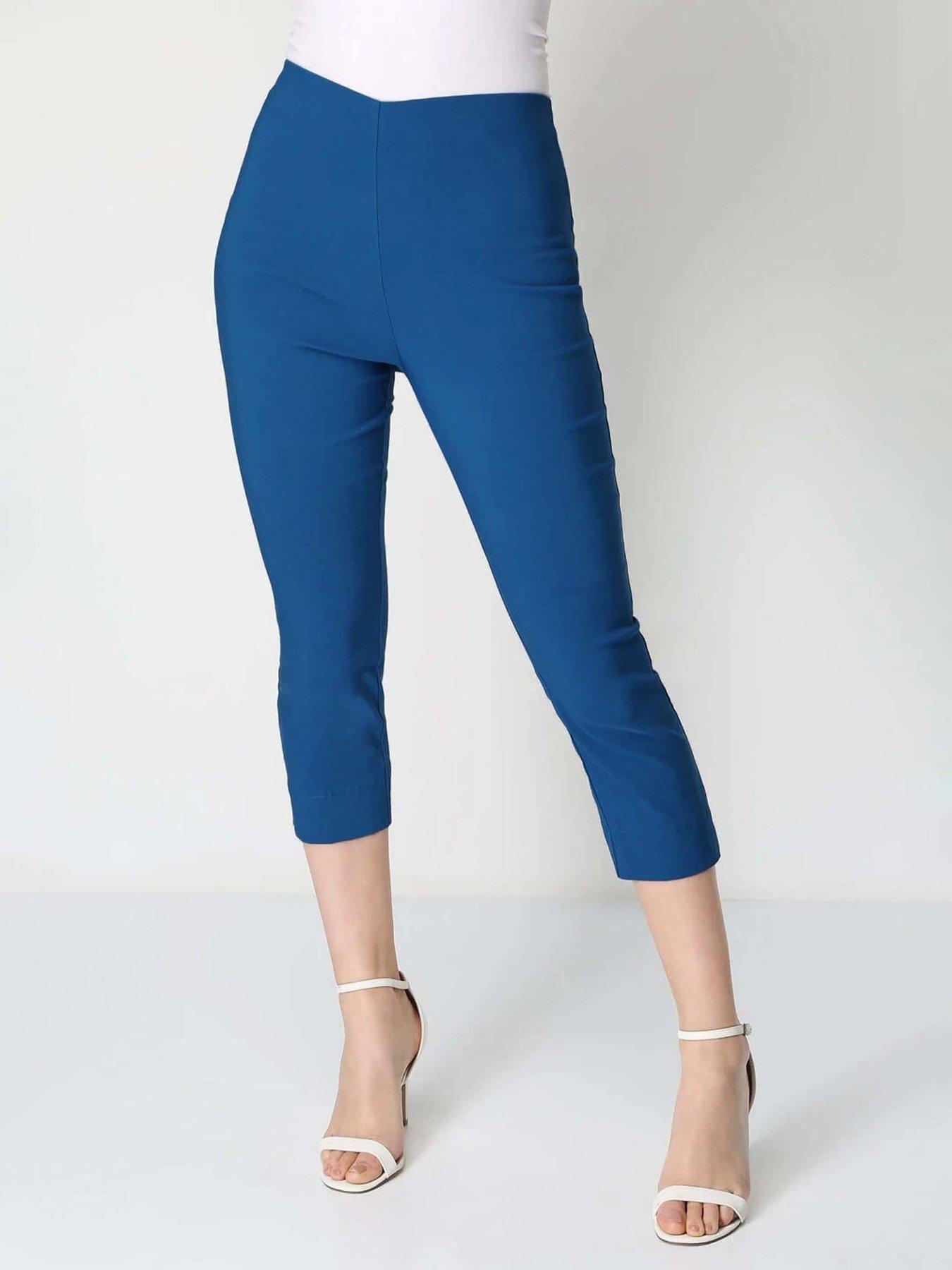 Image 1 of 3 of Roman Cropped Stretch Trouser - Petrol Blue