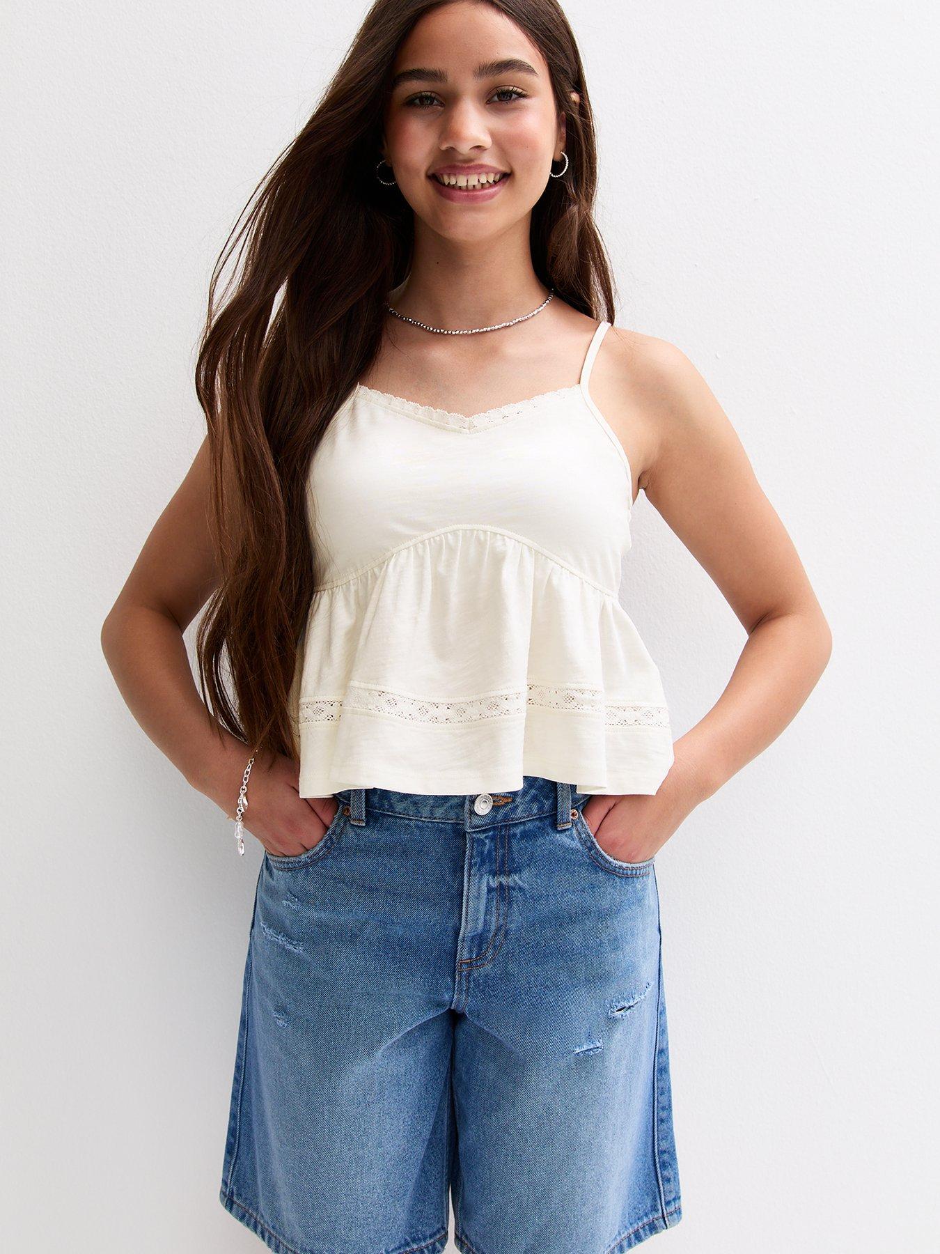 undefined Lace Insert Layer Cami Top - White
