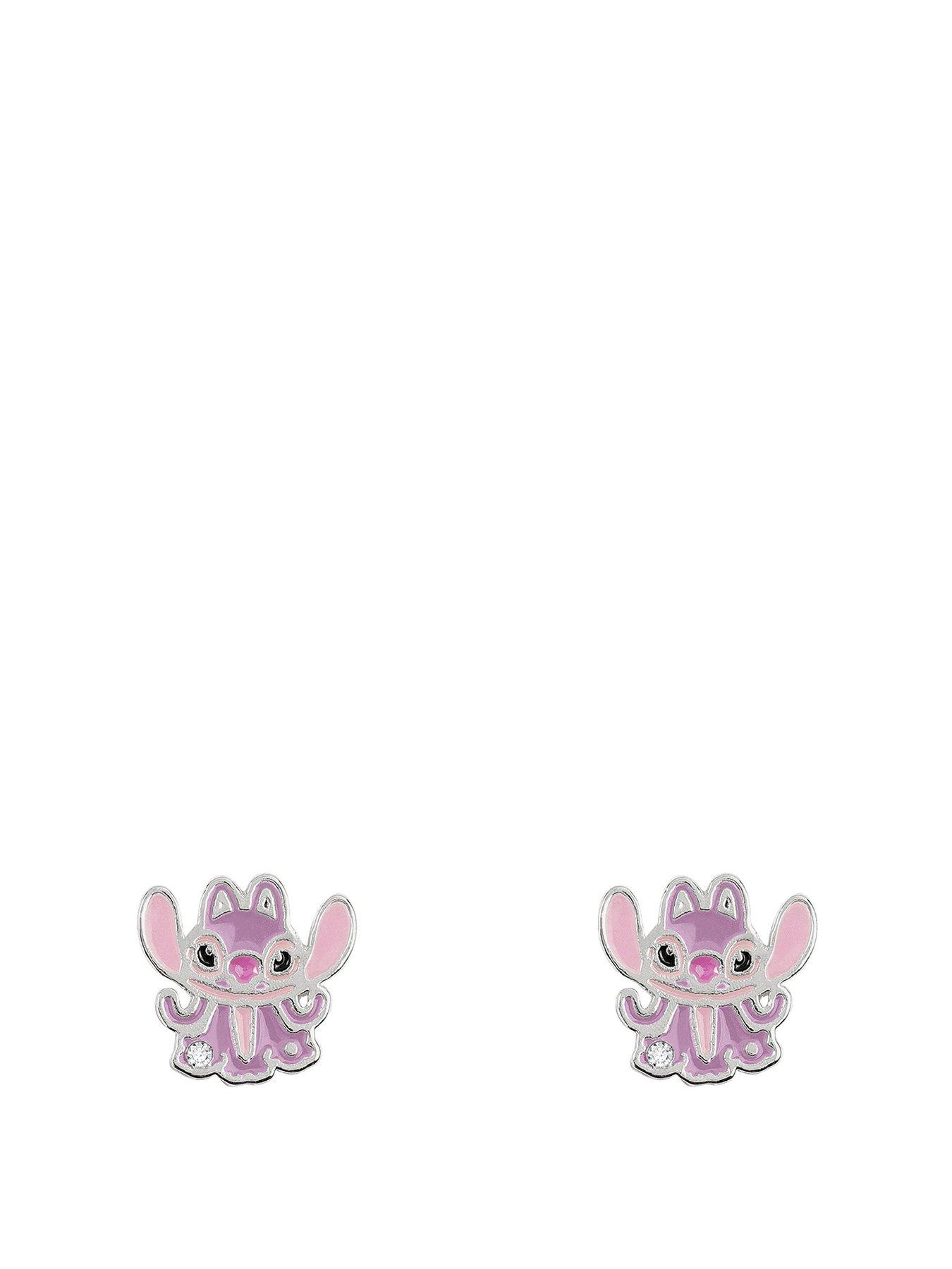 undefined Stitch Silver Plated Angel Stud Earrings