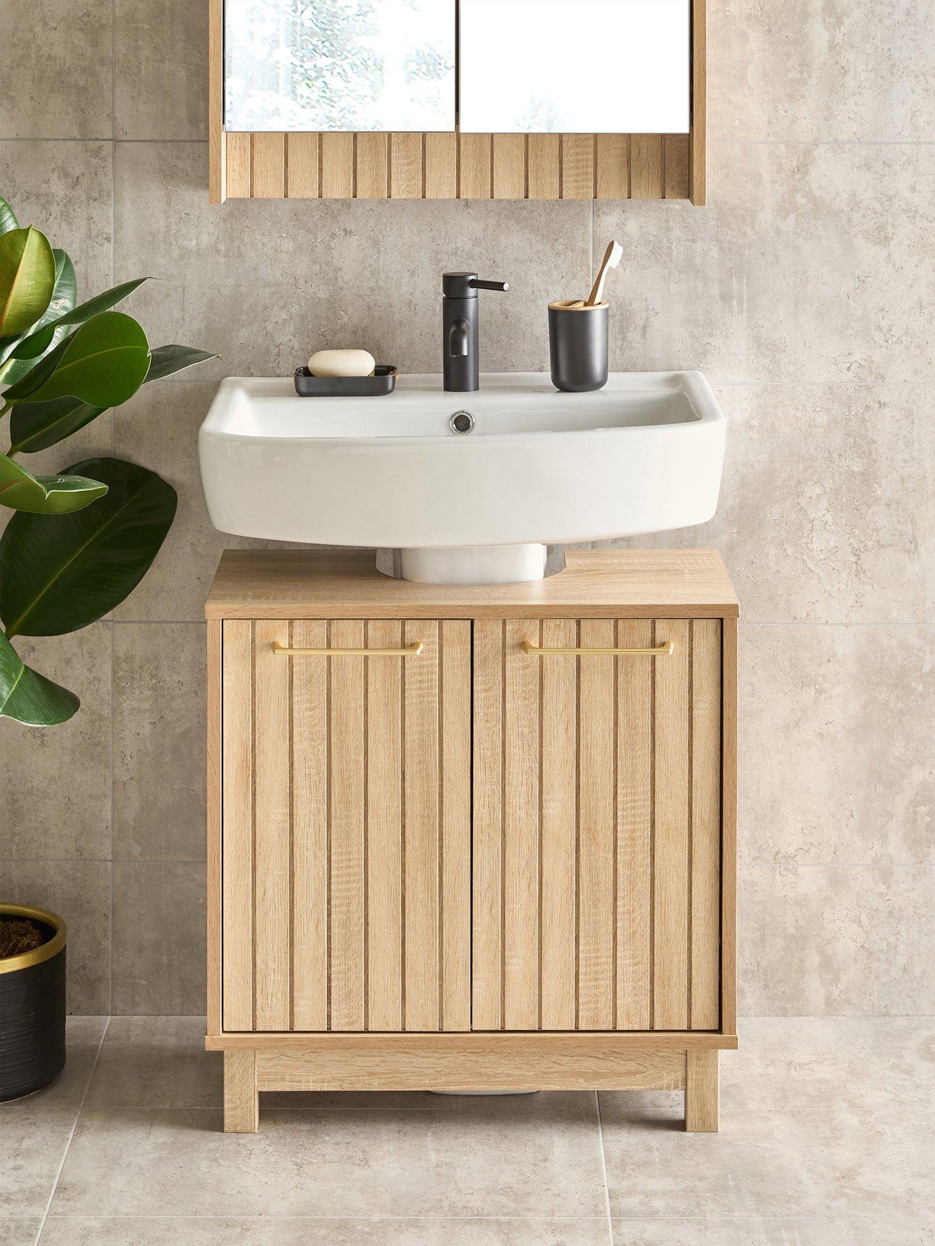 Very Home Lotus Panelled Under Sink Bathroom Cabinet - Oak - FSC® Certified