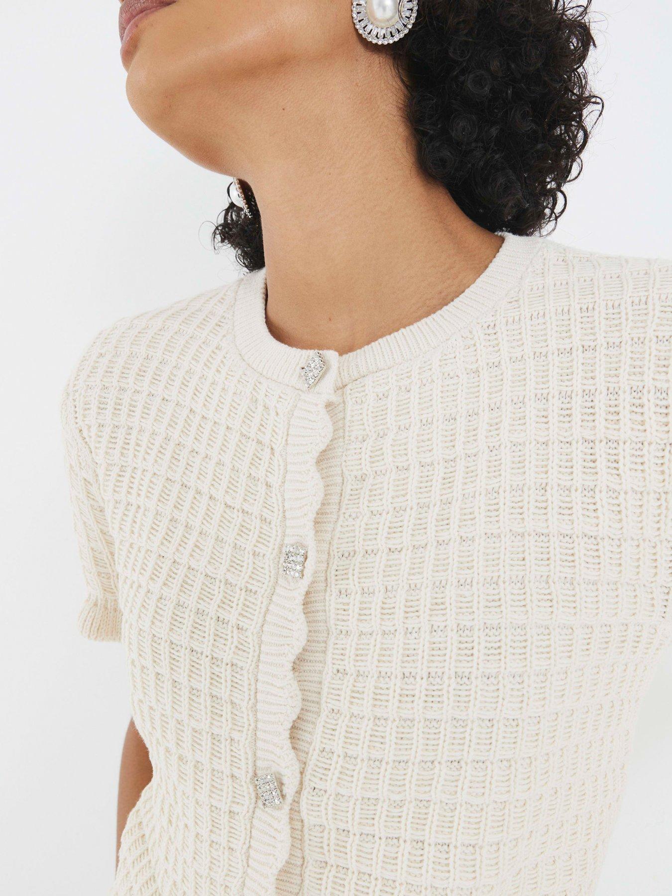  image of river-island-frill-stitch-detail-cardigan-white