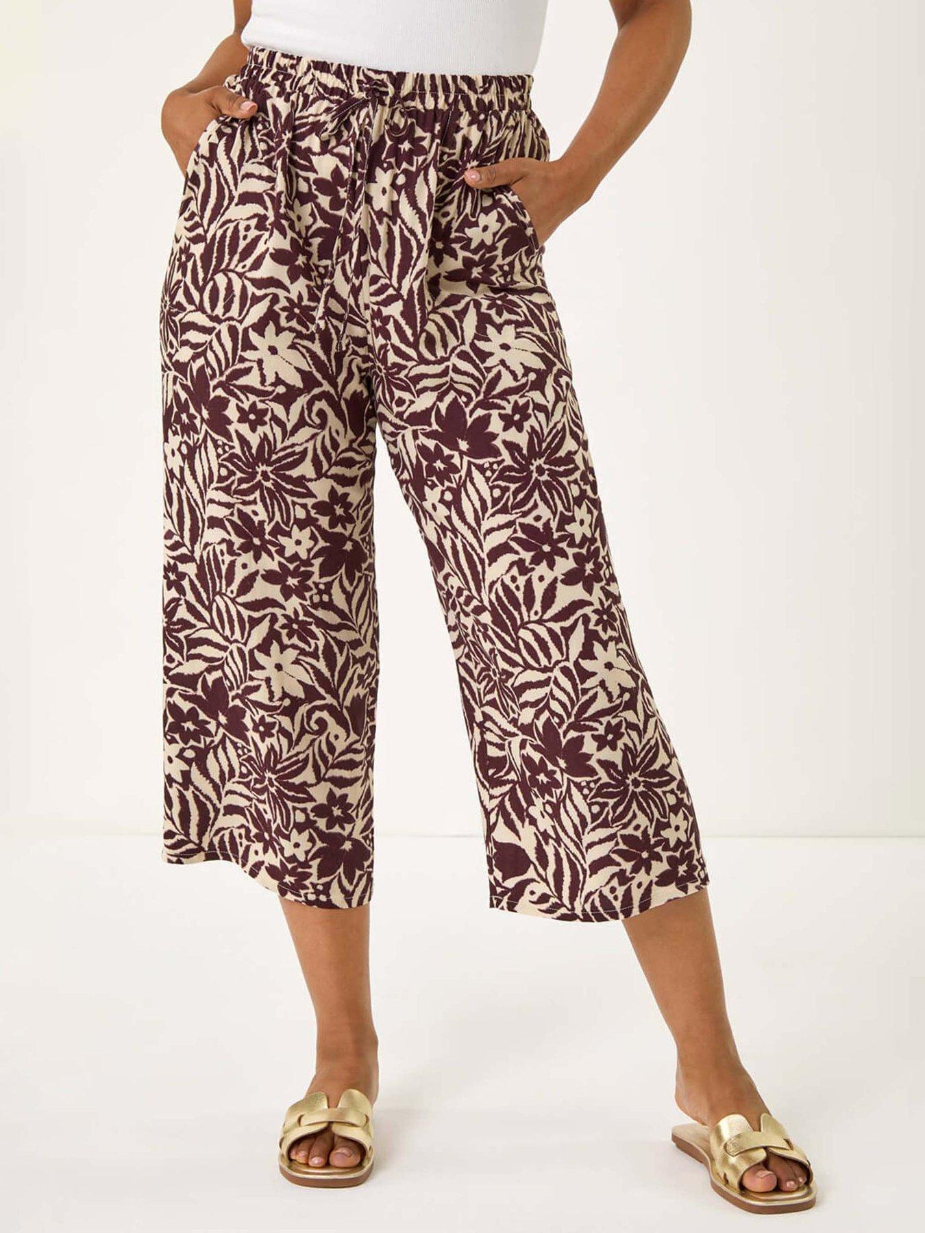 undefined Petite Abstract Culotte Trouser - Chocolate