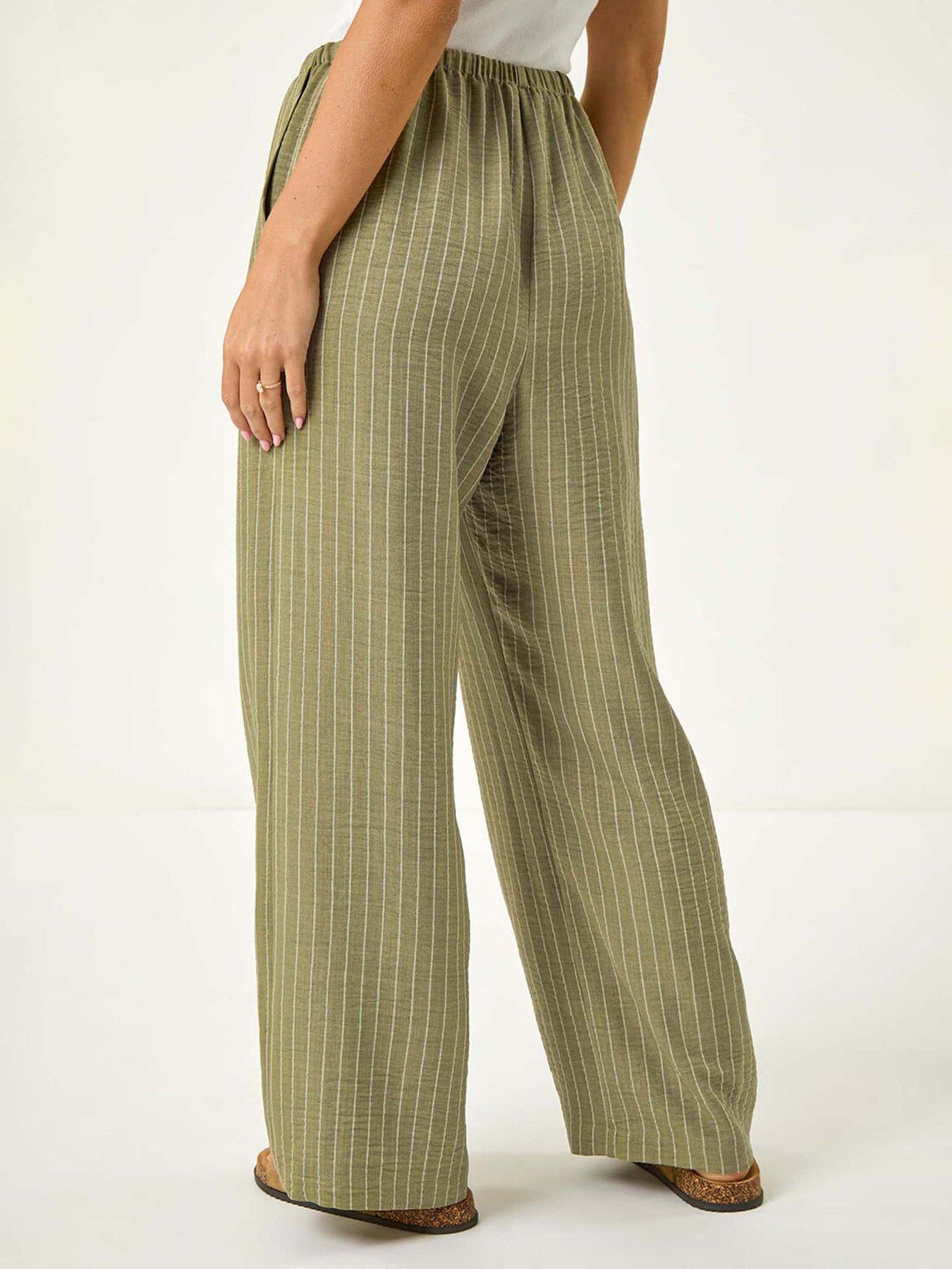 stillFront image of roman-petite-stripe-pull-on-stretch-trouser-khaki