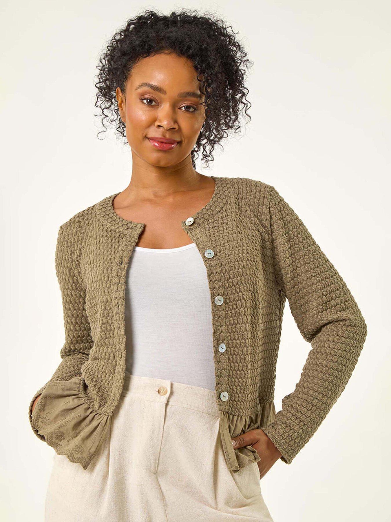 undefined Petite Broderie Hem Stretch Top - Green