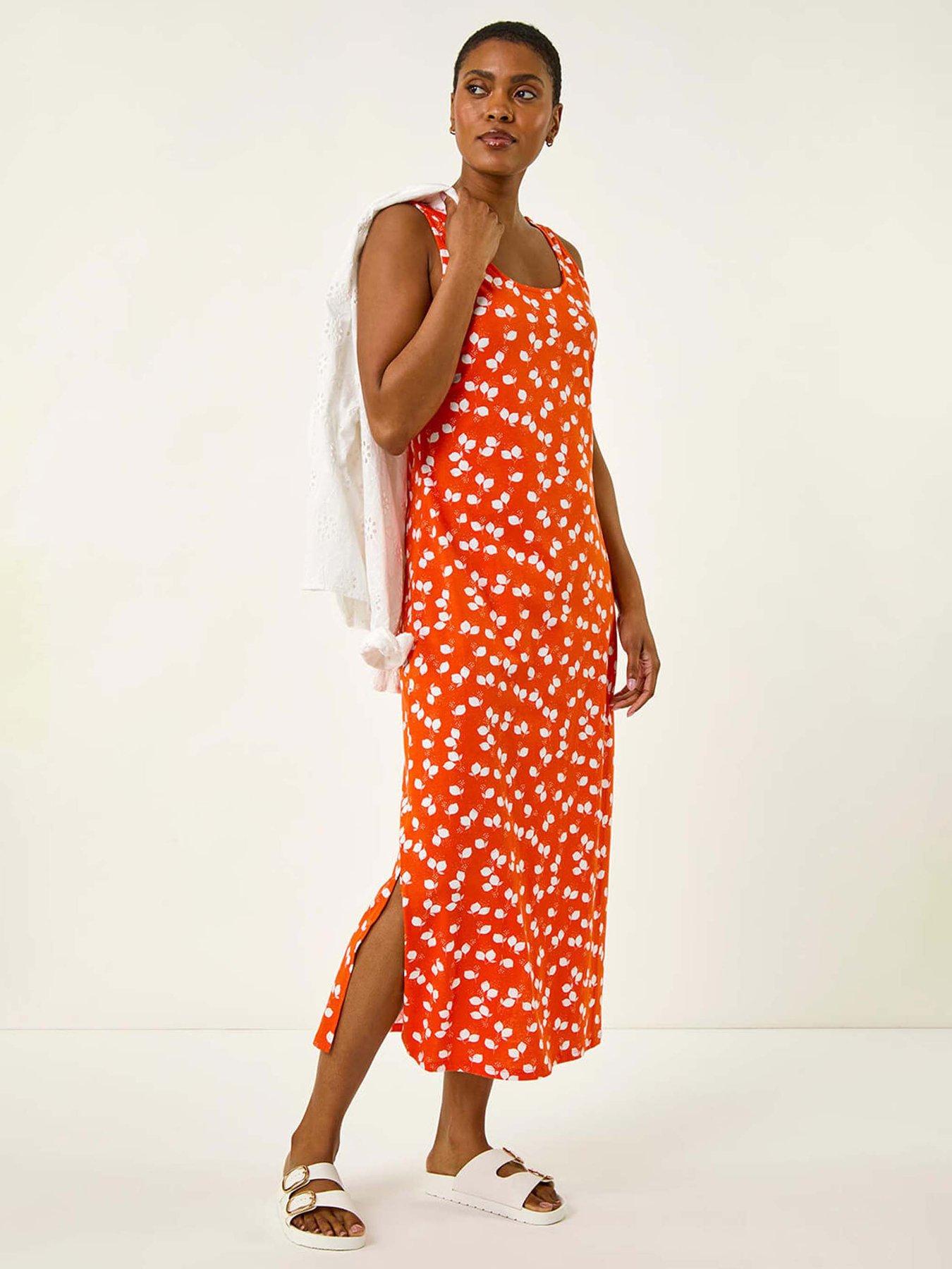 undefined Lemon Print Maxi Dress - Orange