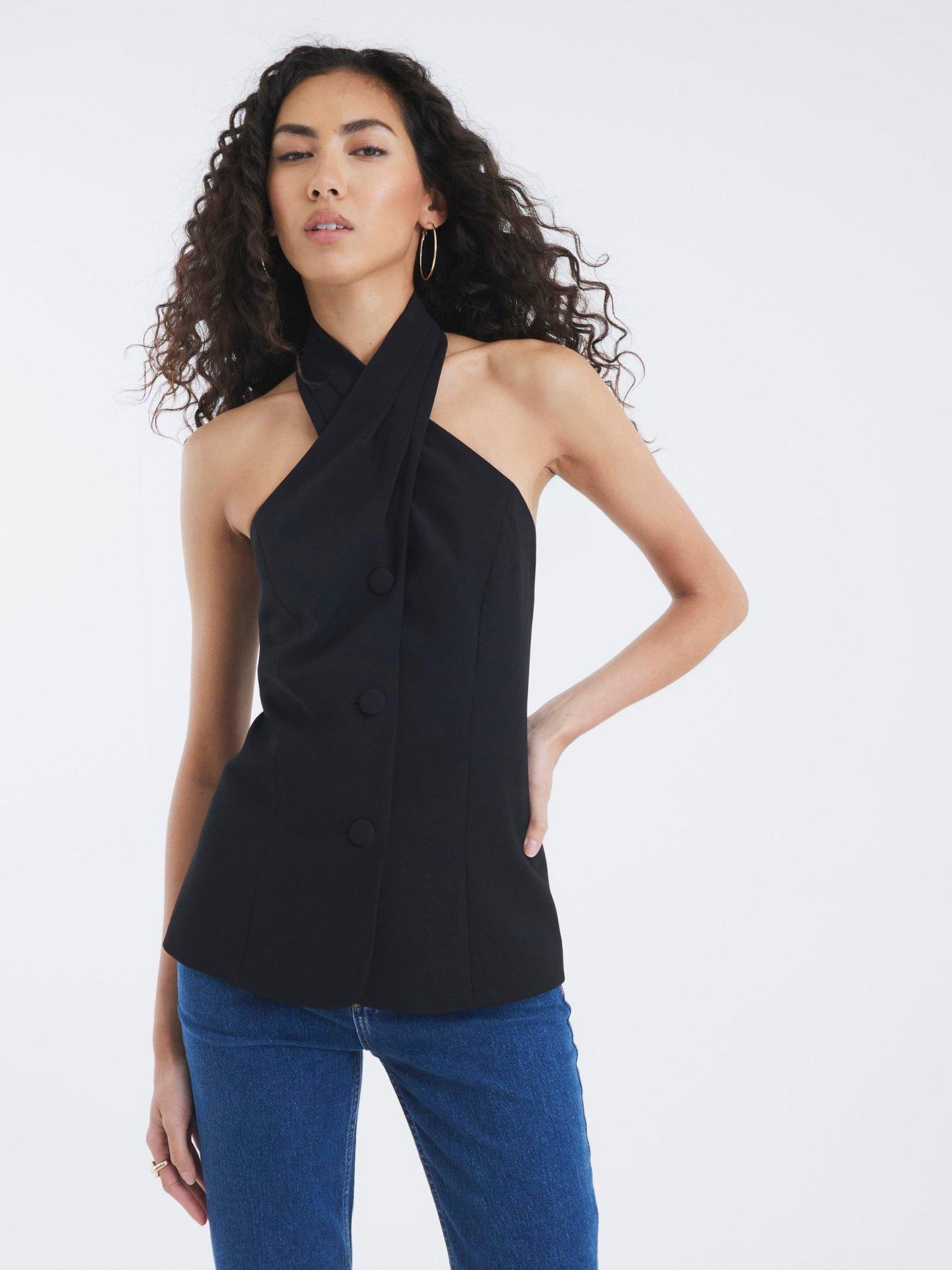 undefined Halterneck Waistcoat - Black