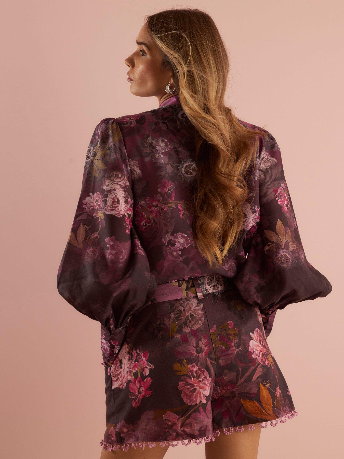  image of river-island-3d-trimmed-sleeve-blouse-purple