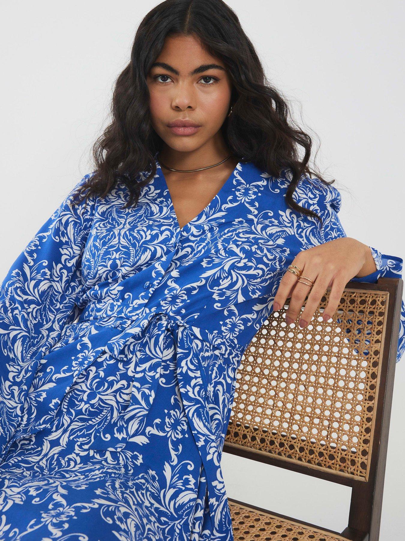 River Island Tie Front Mini Shirt Dress - Blue | Littlewoods