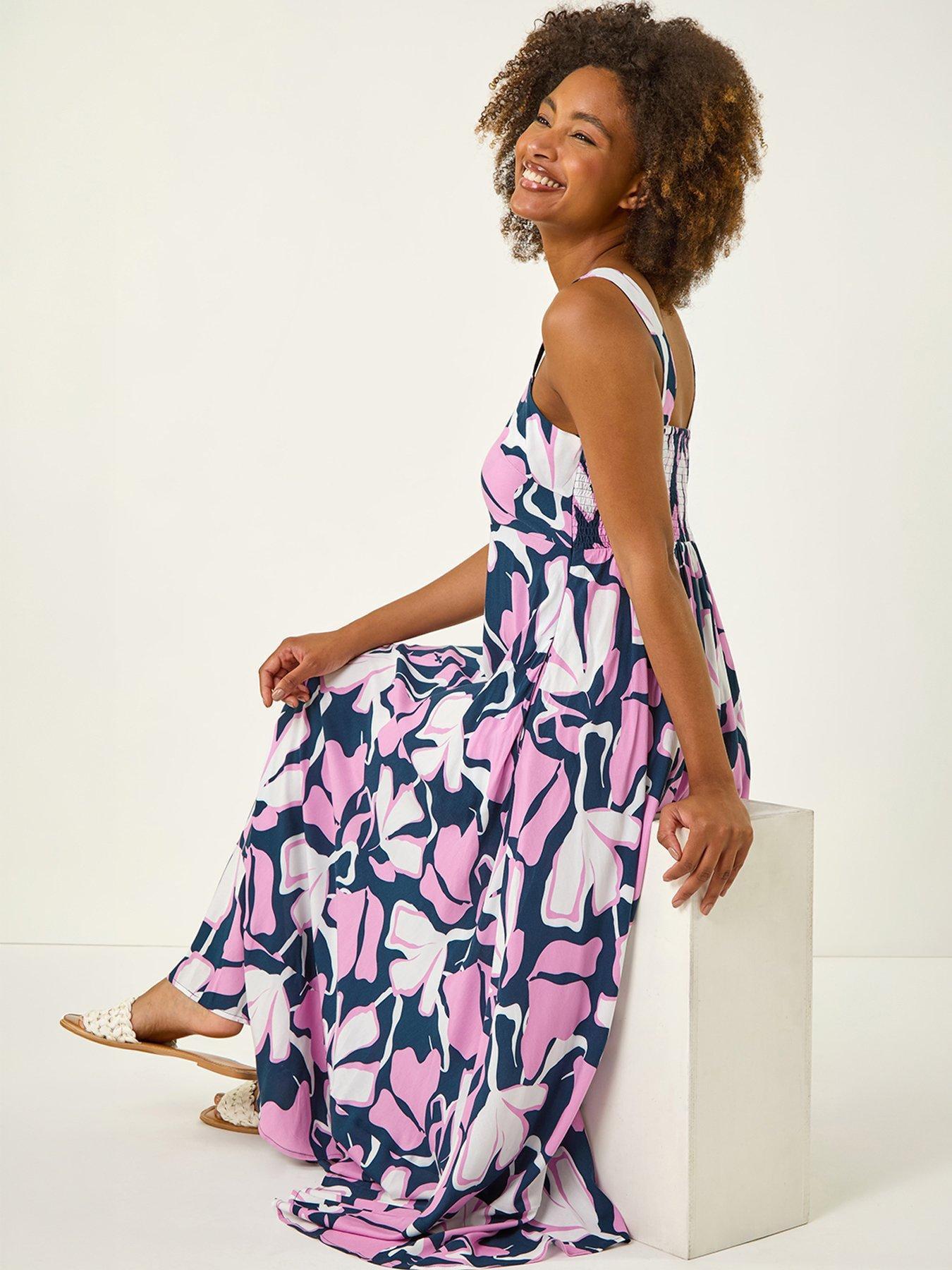 Roman Floral Strappy Maxi Dress - Navy