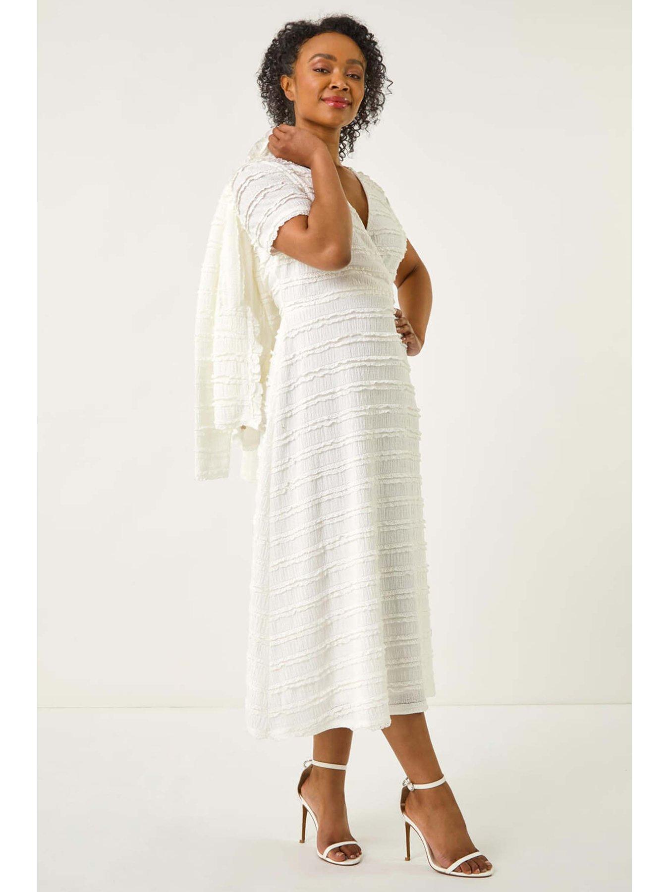 image of roman-petite-ruffle-midi-wrap-dress-white