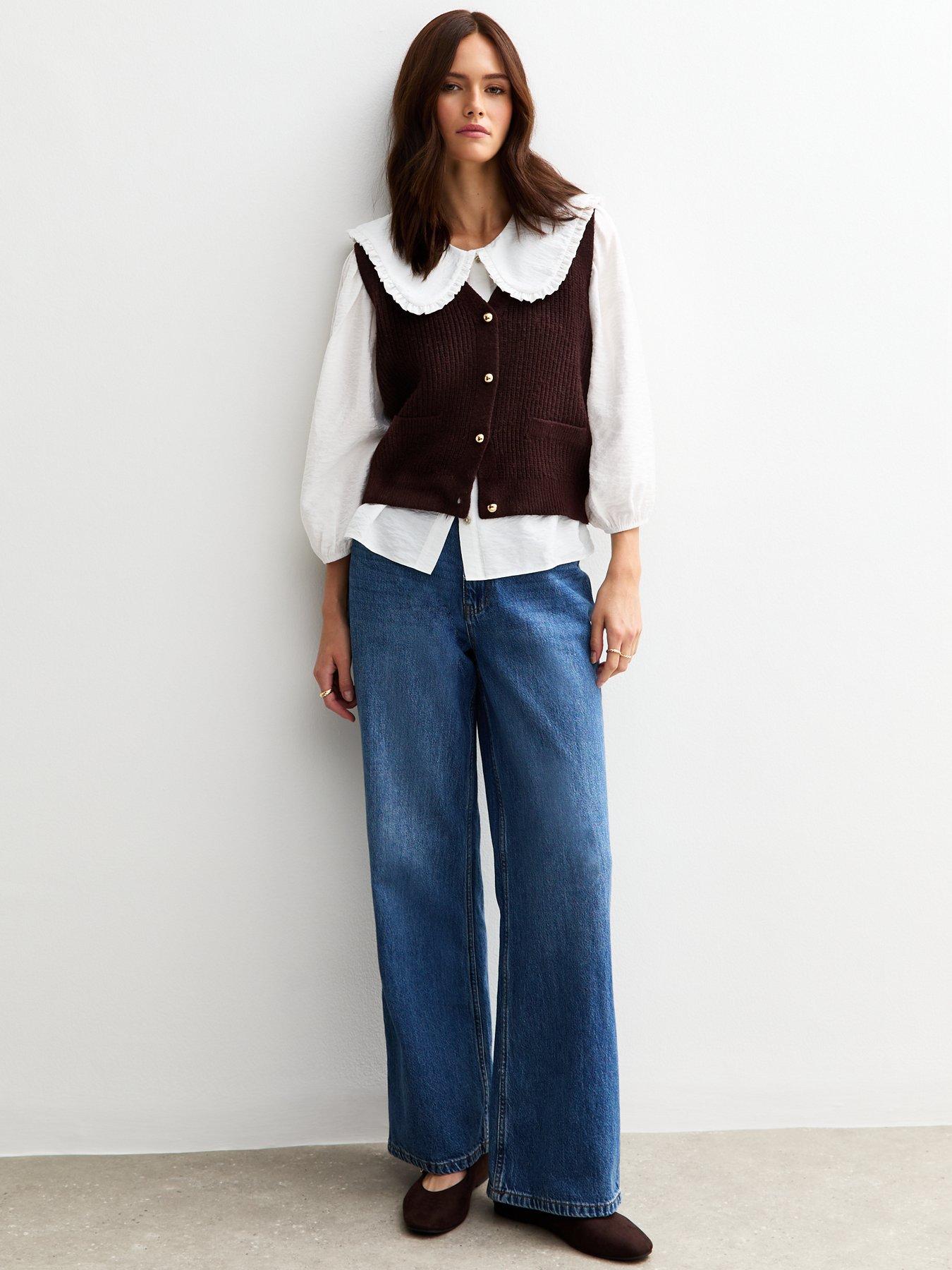 Image 3 of 6 of New Look Off White Oversized Collar Crinkled Crop Sleeve Shirt