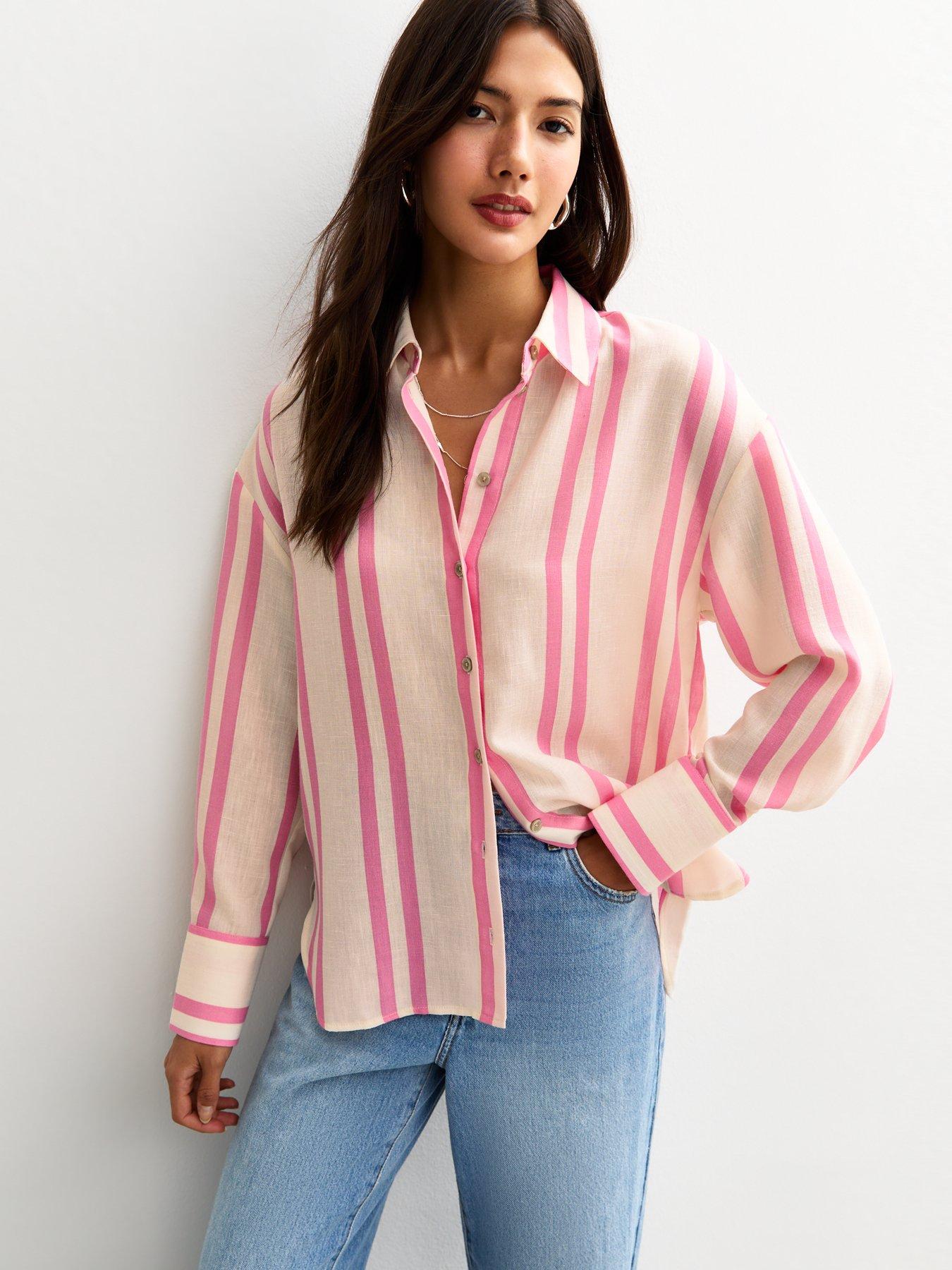 New Look Pink Striped Long Sleeve Shirt