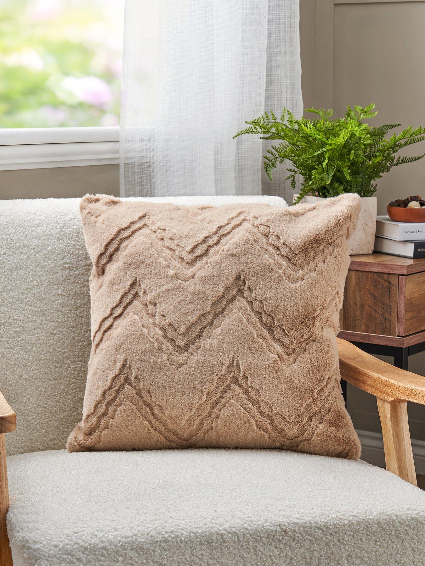undefined Chevron Faux Fur Cushion