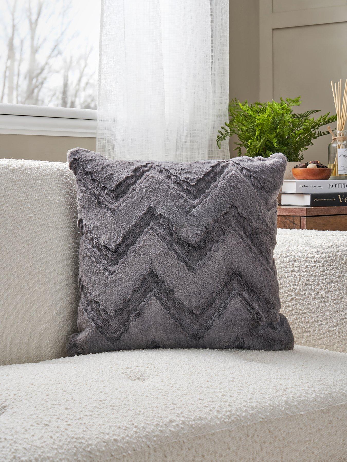 undefined Chevron Faux Fur Cushion