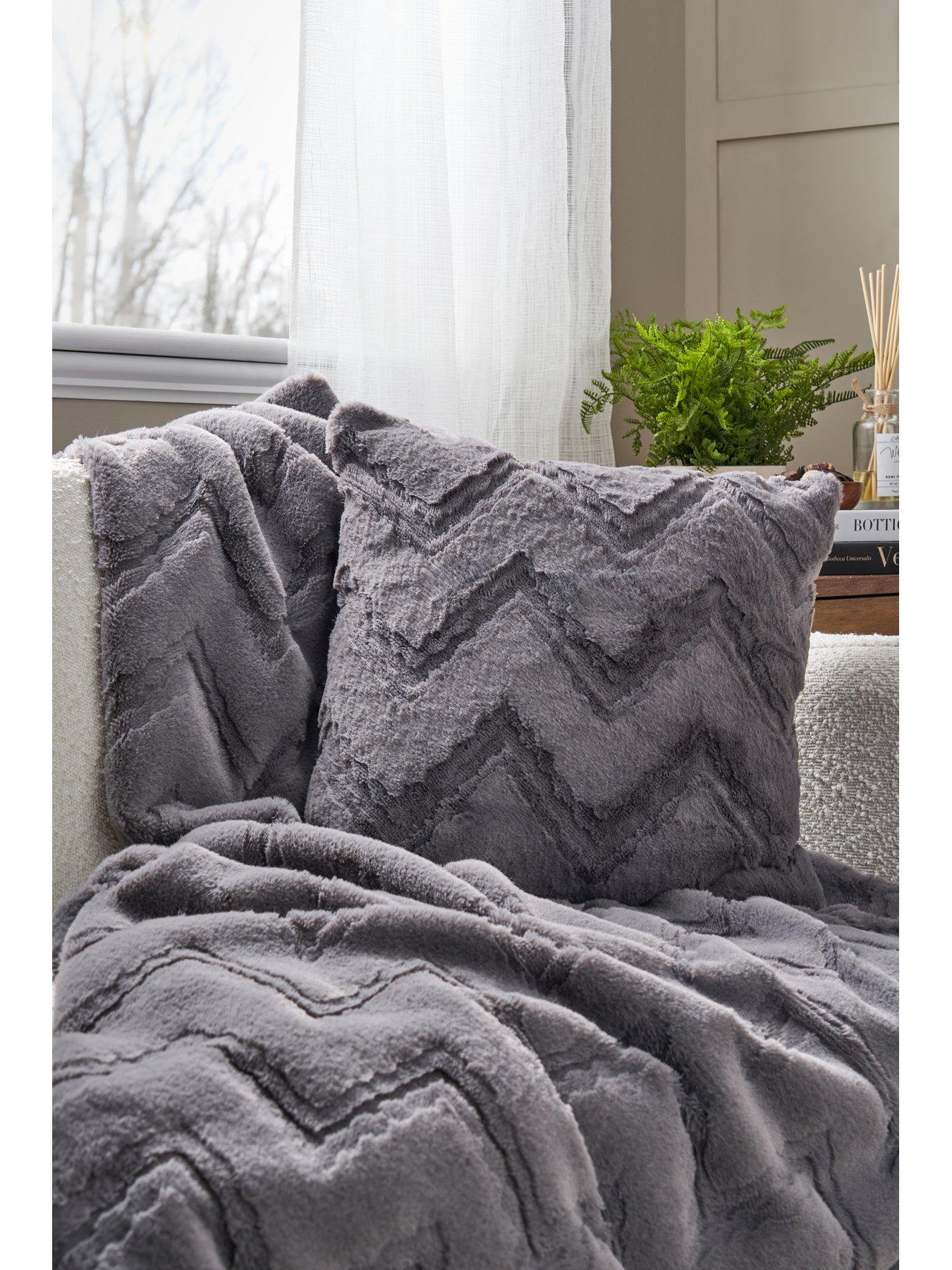 Image 6 of 6 of Very Home Chevron Faux Fur Cushion