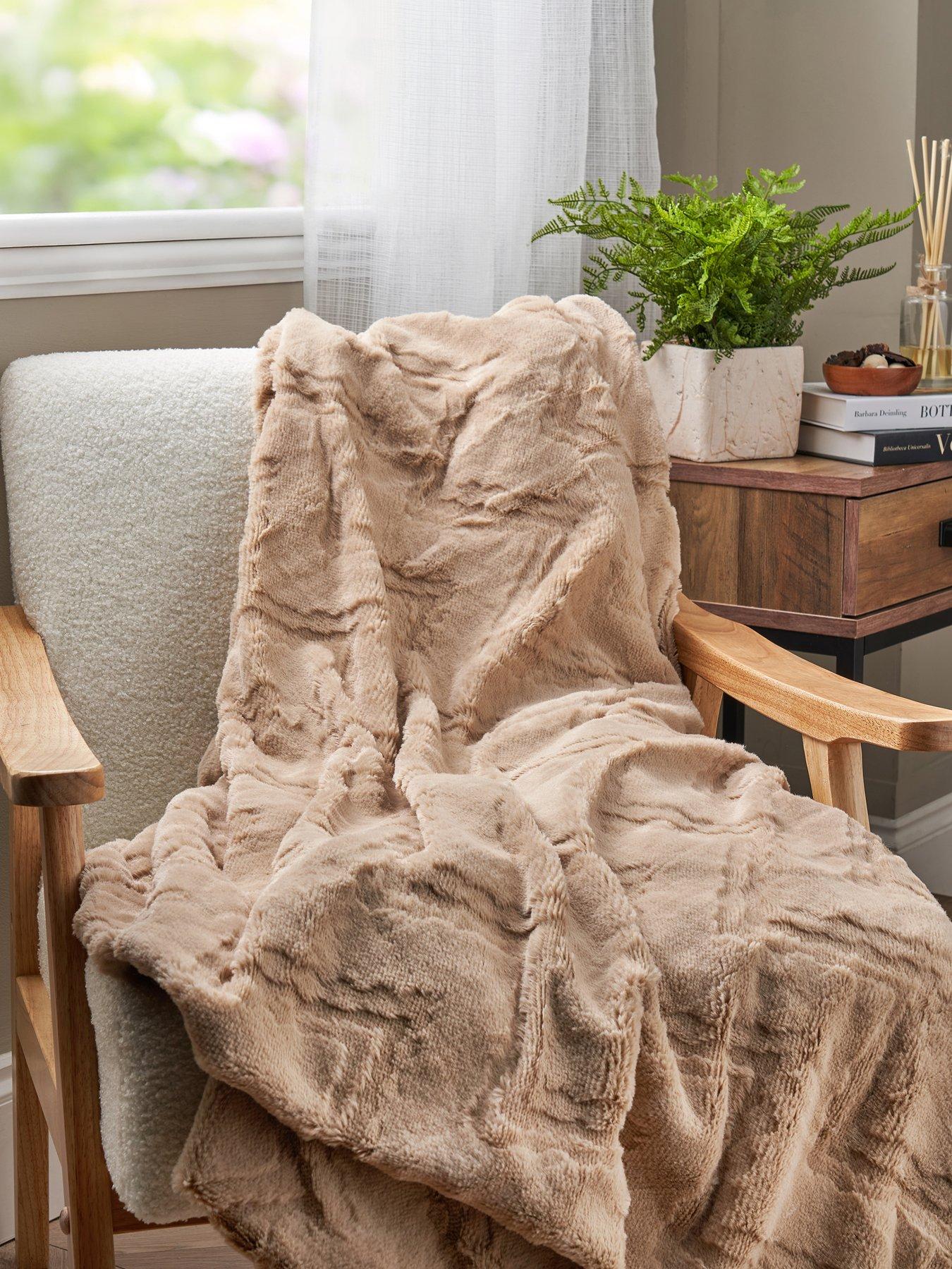 undefined Chevron Faux Fur Throw