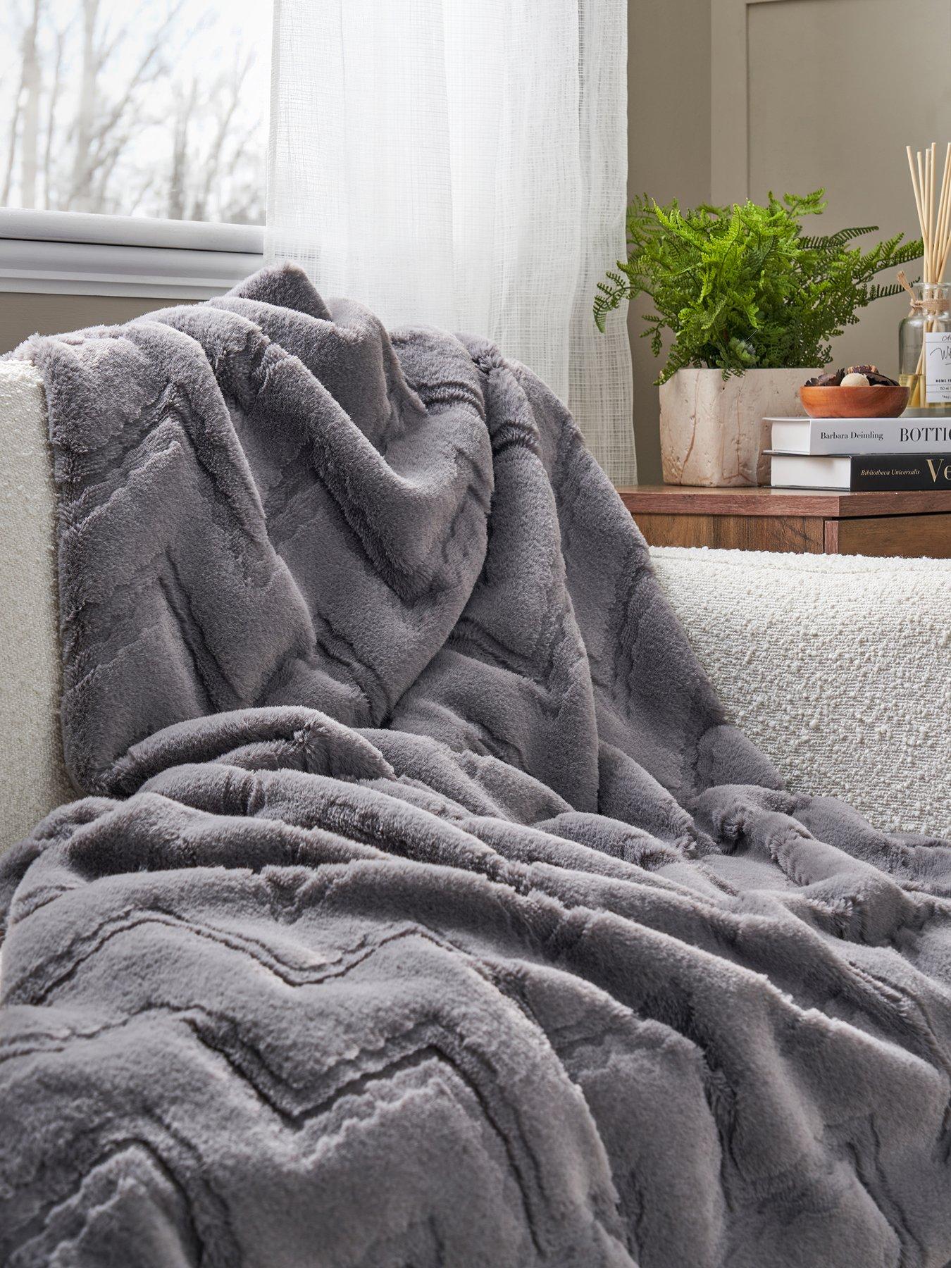 undefined Chevron Faux Fur Throw