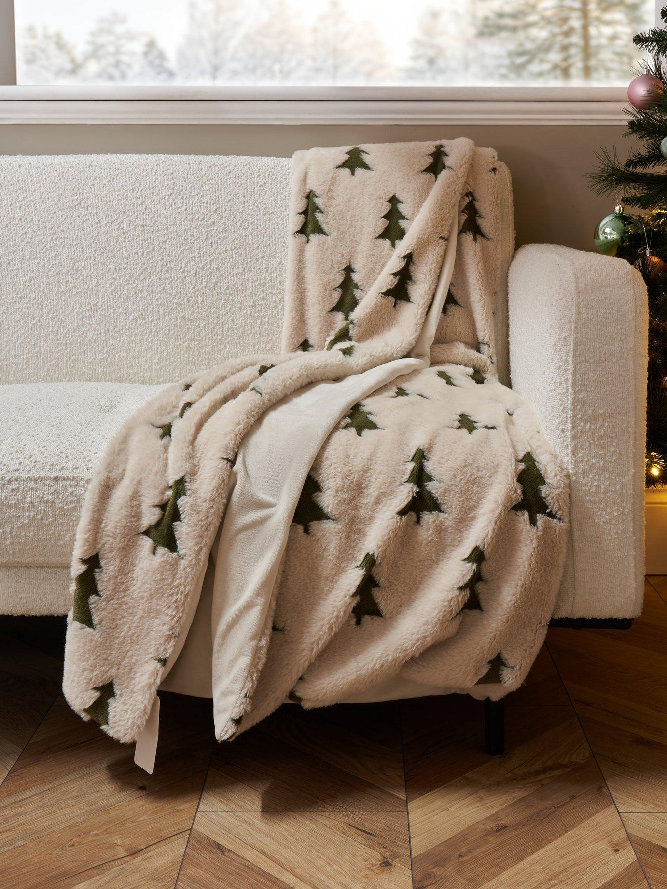 undefined Christmas Trees Faux Fur Throw