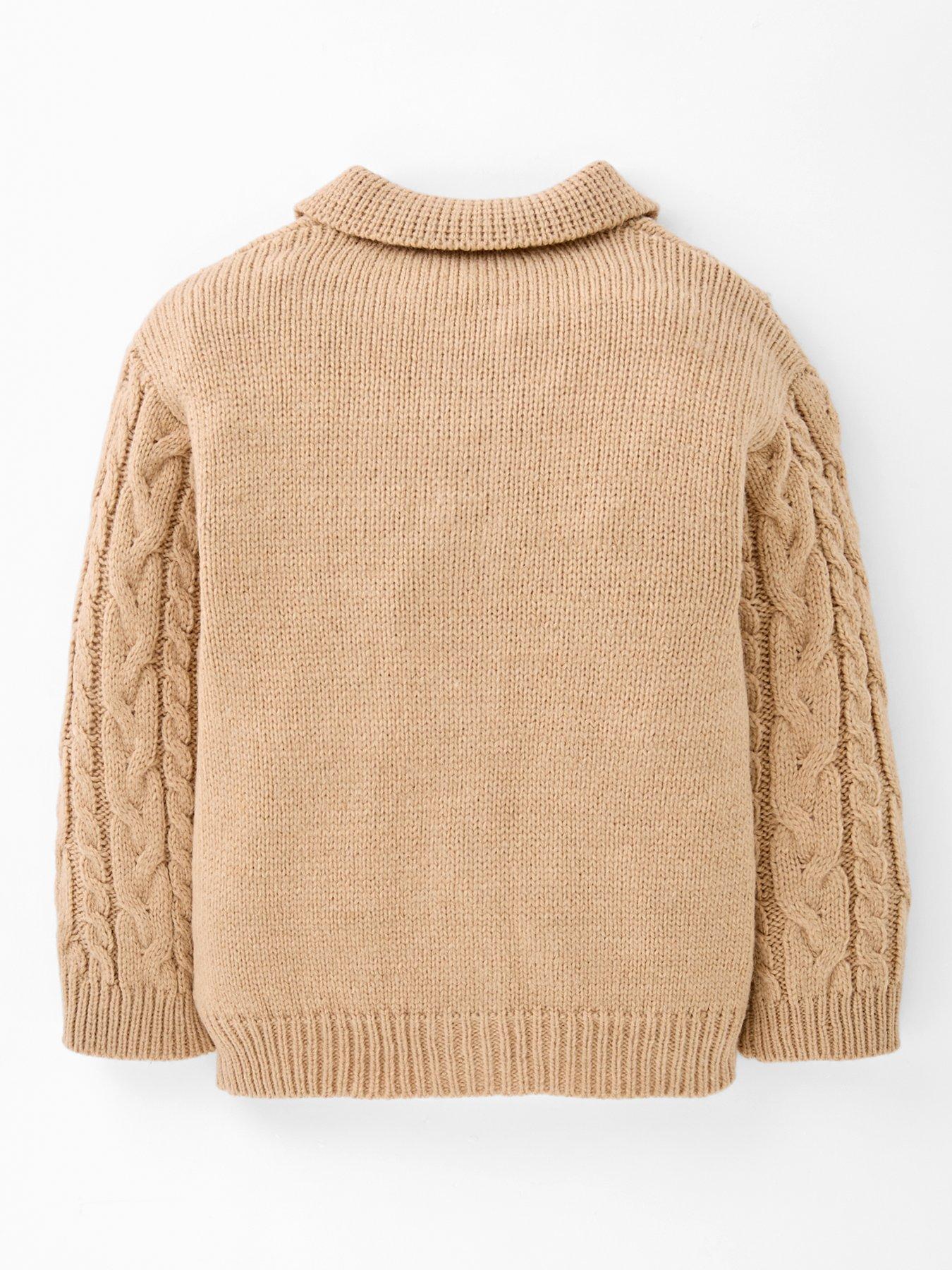  image of the-very-collection-boys-button-up-knitted-cardigan-stone-beige