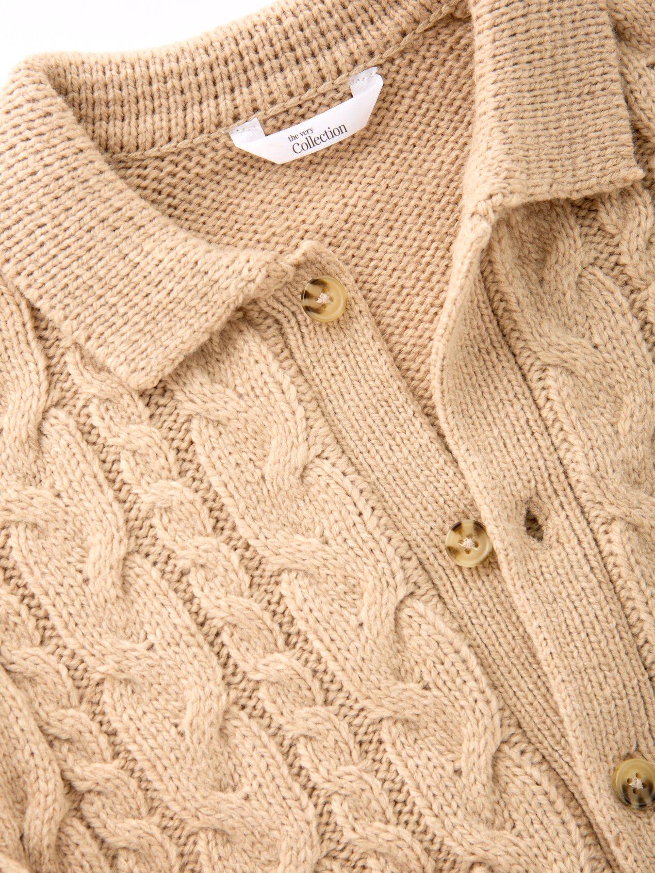  image of the-very-collection-boys-button-up-knitted-cardigan-stone-beige
