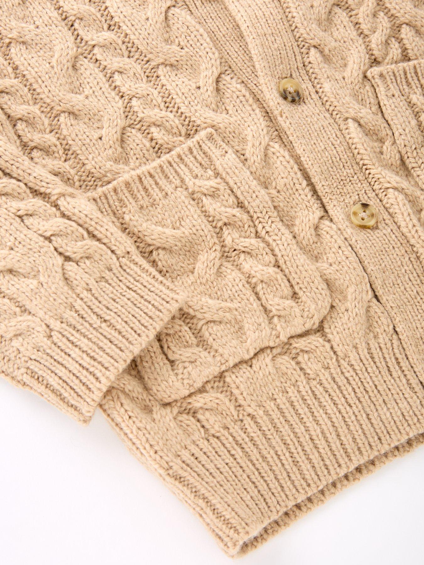  image of the-very-collection-boys-button-up-knitted-cardigan-stone-beige