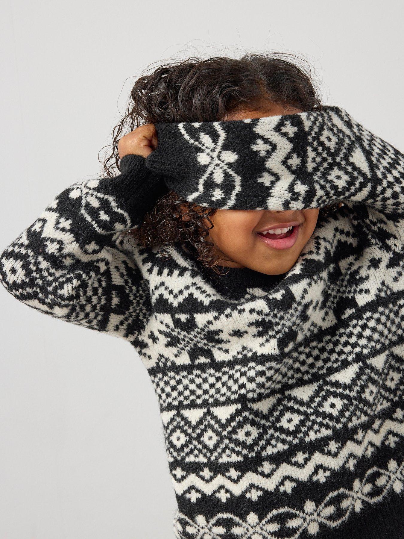  image of the-very-collection-boys-all-over-faisirle-knitted-jumper-black