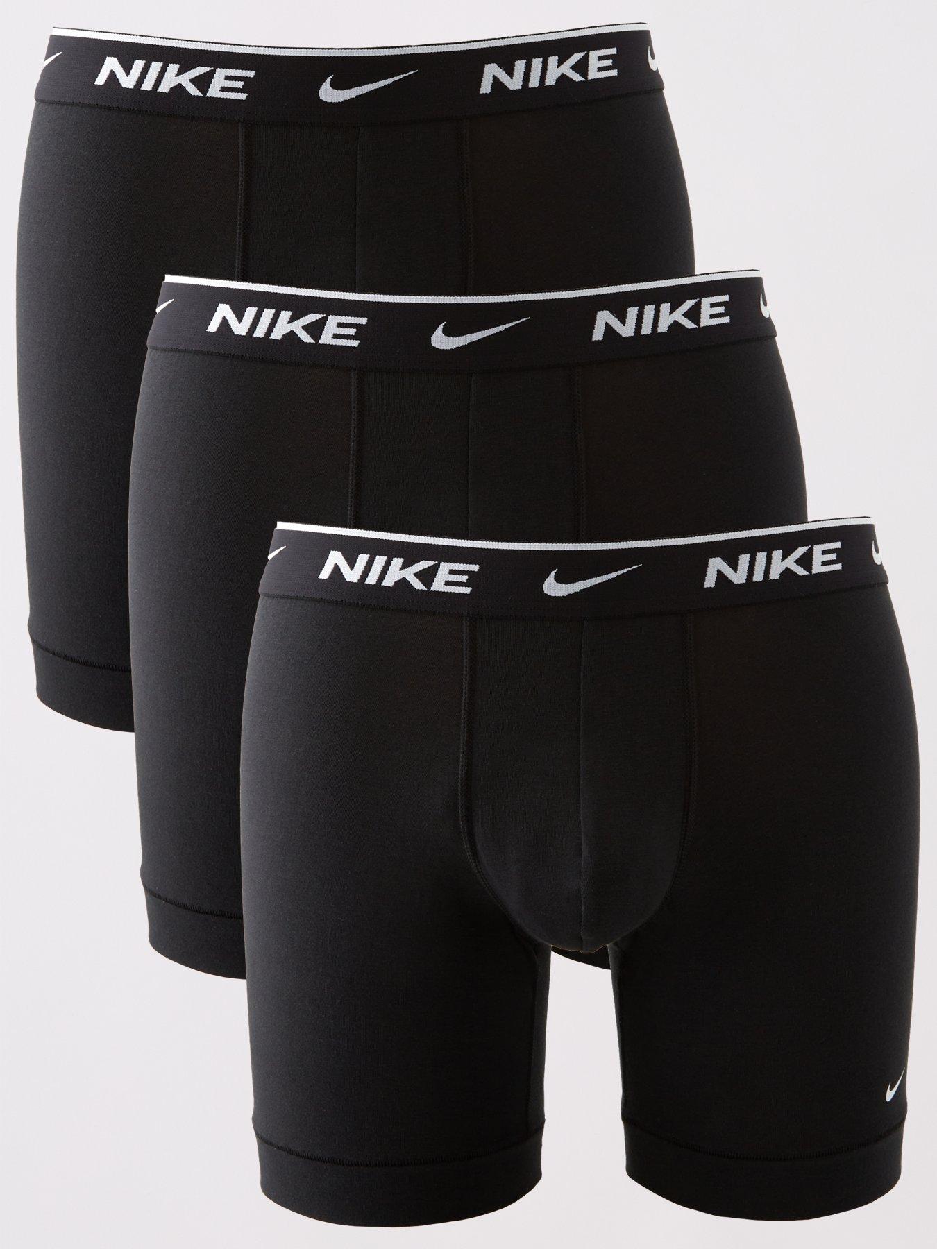 Nike Cotton Stretch 3 Pack Boxer Briefs - Black