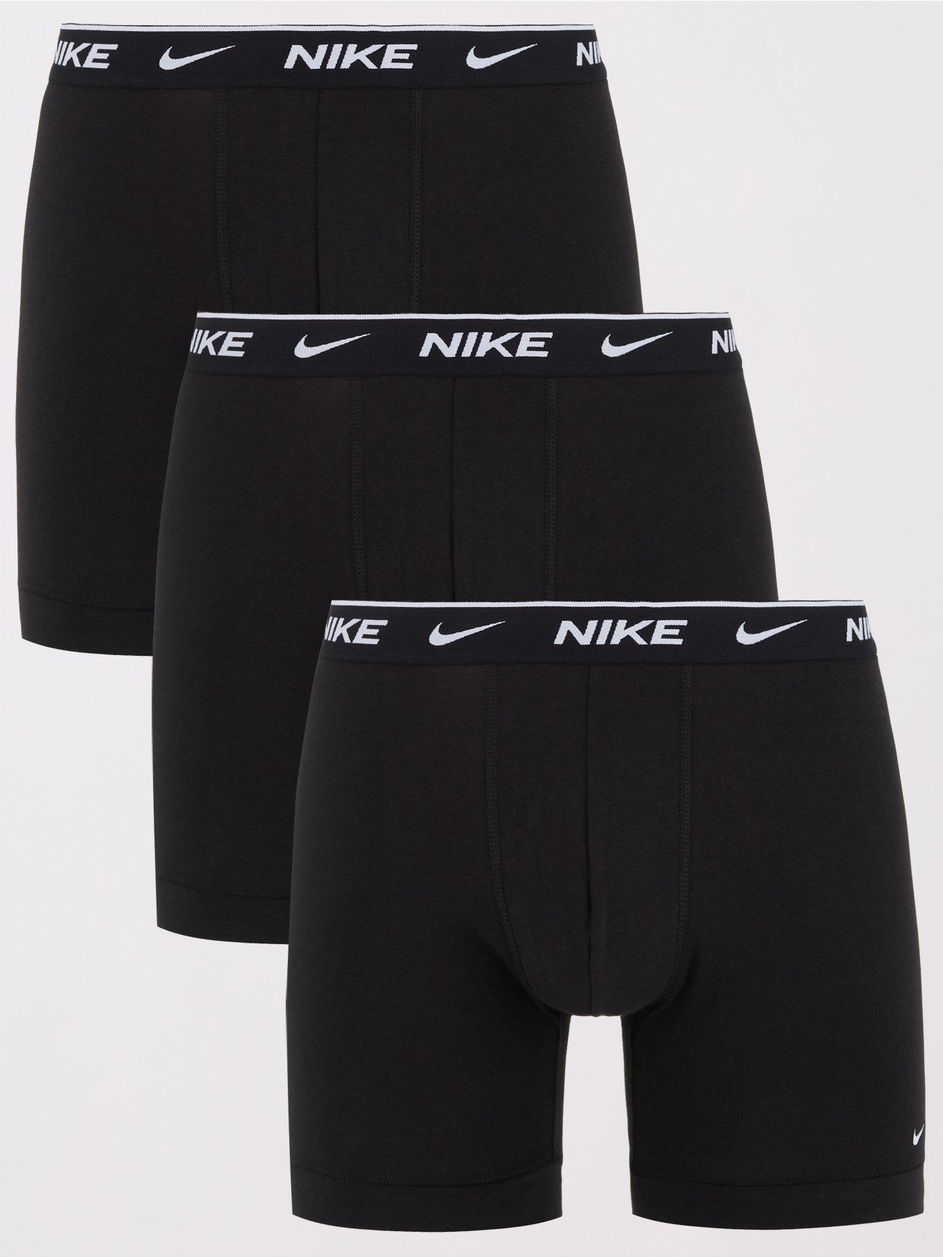 Nike Cotton Stretch 3 Pack Boxer Briefs - Black