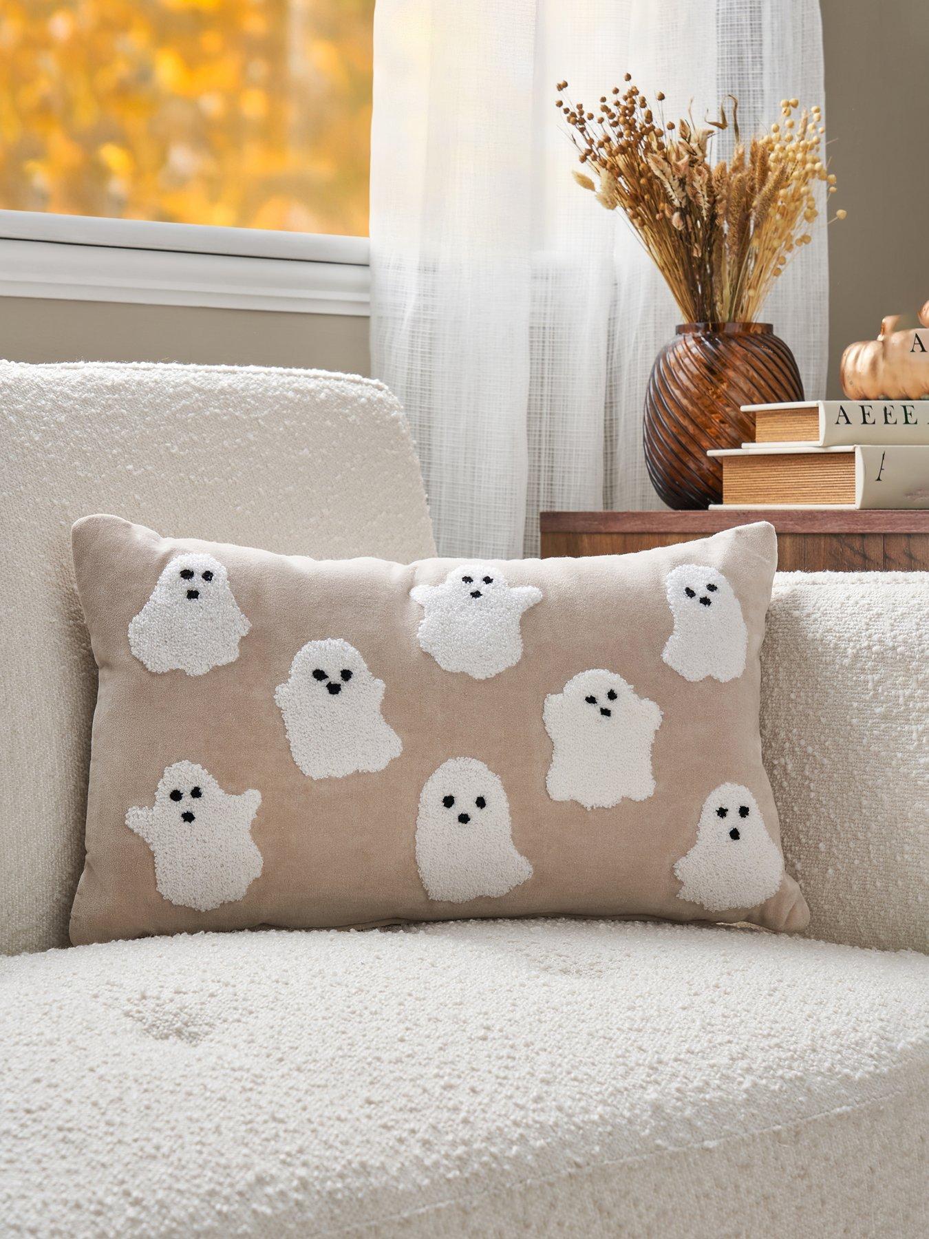 Image 1 of 6 of The Very Collection Tufted Ghost Velvet Bolster Cushion