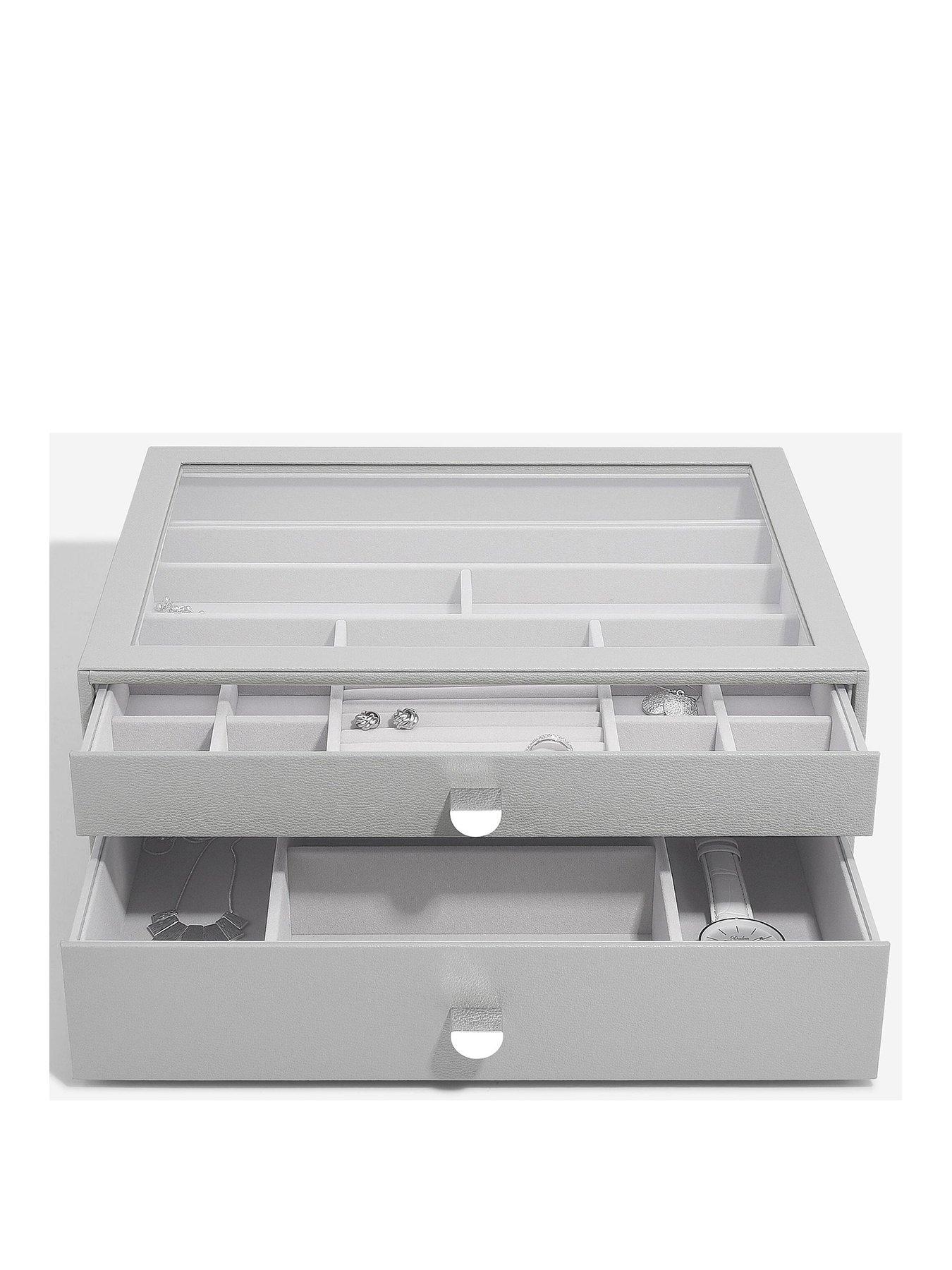 Image 1 of 3 of Stackers Pebble Grey Supersize Jewellery Box - Set of 2 (with drawers)