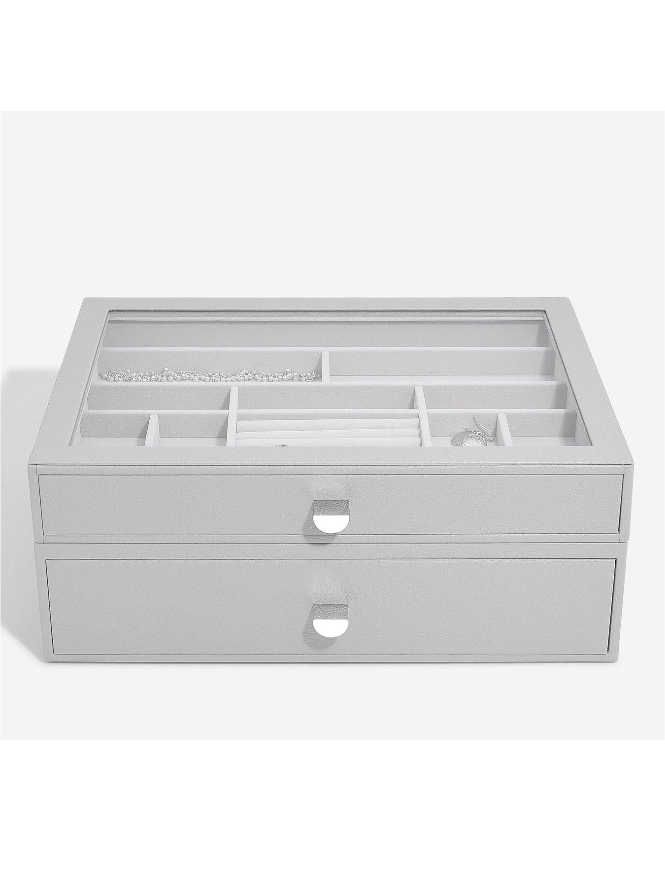 Image 2 of 3 of Stackers Pebble Grey Supersize Jewellery Box - Set of 2 (with drawers)