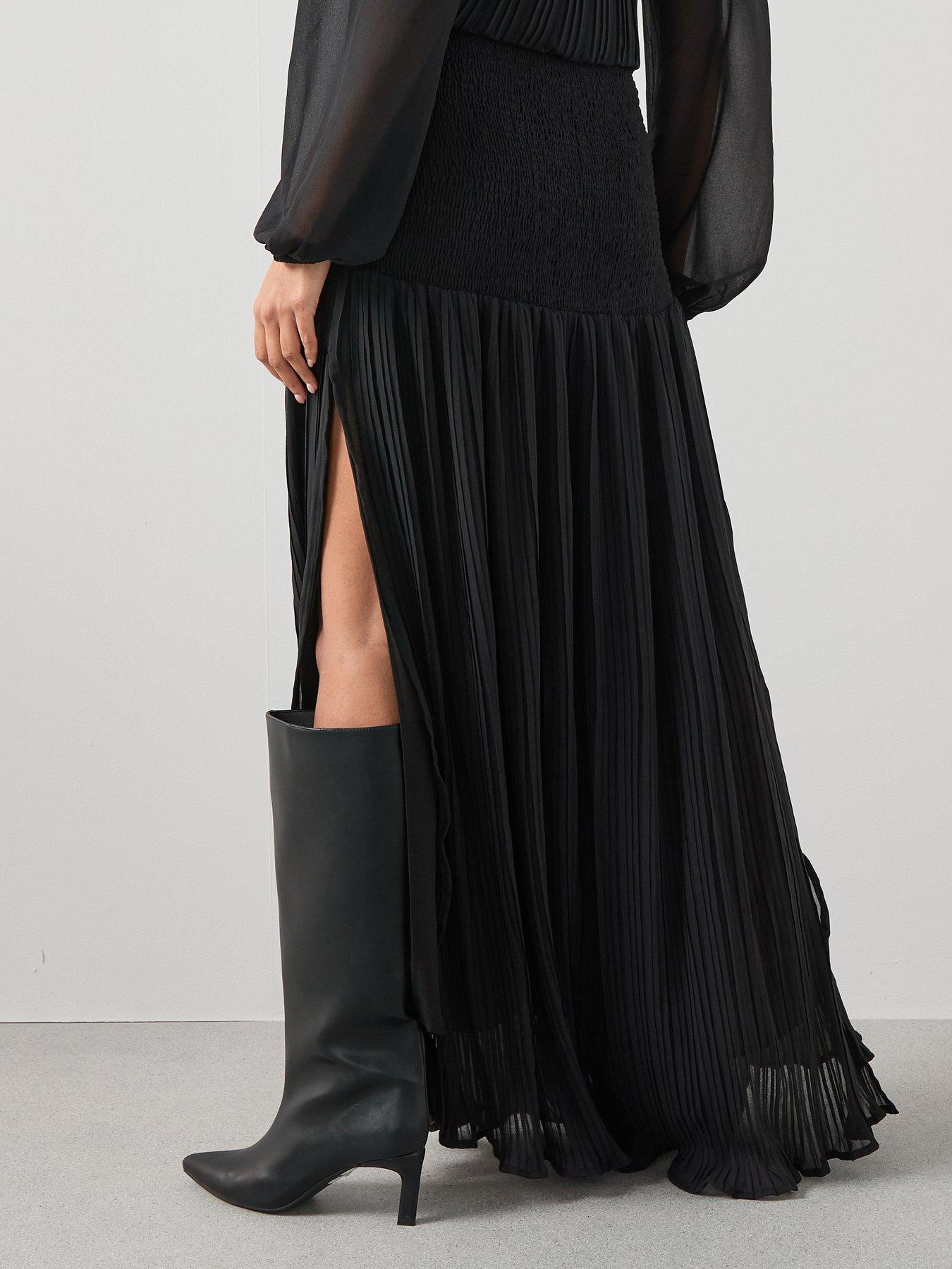 Image 2 of 6 of The Very Collection Velvet Applique Embellished Detail Tie Co-Ord Maxi Skirt - Black