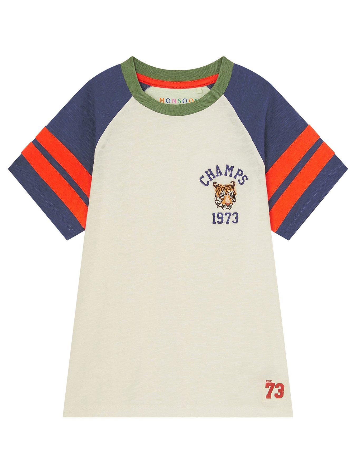 undefined Boys Animal Short Sleeve Raglan Tshirt - Light Cream