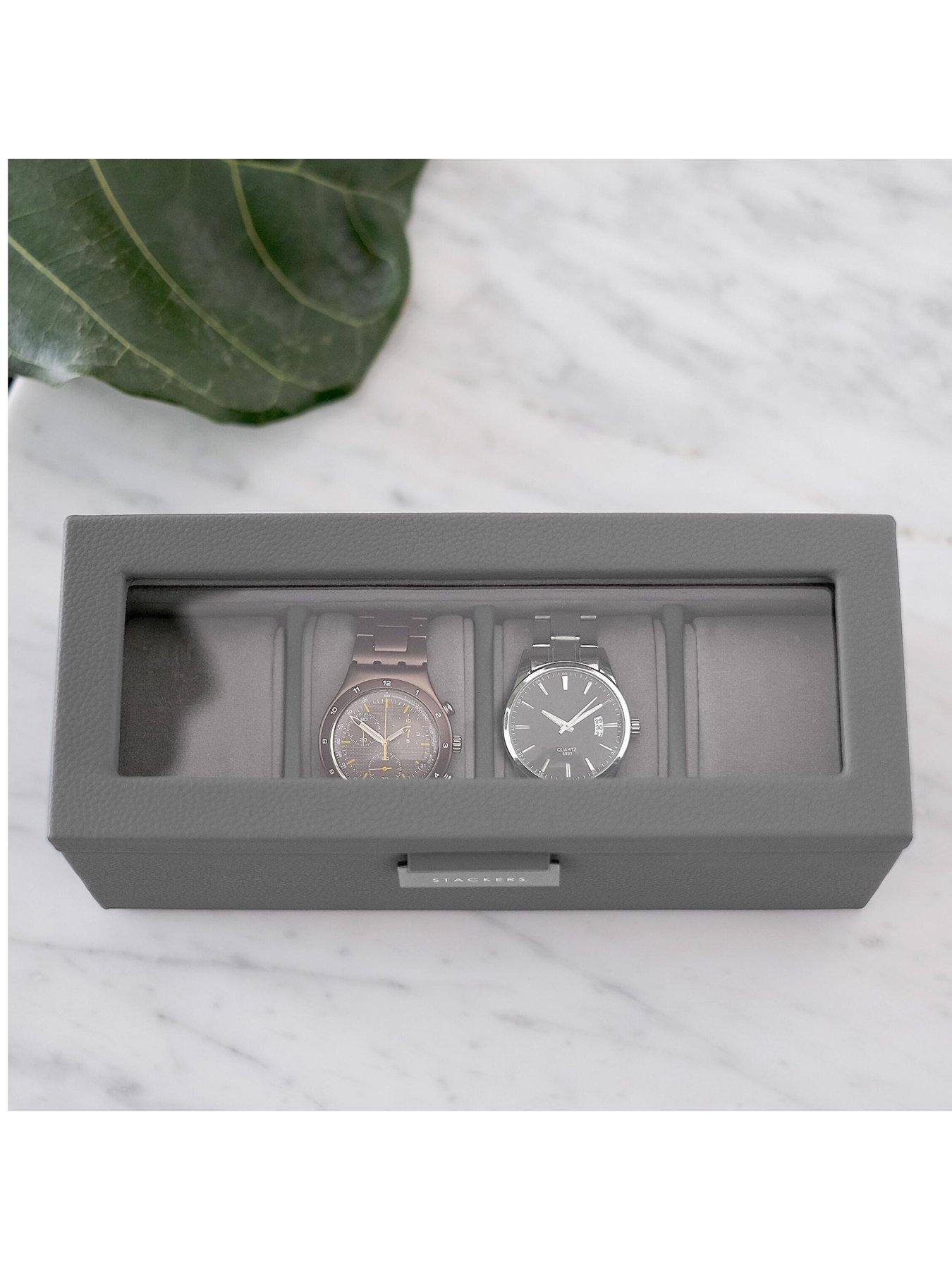 Image 3 of 3 of Stackers Slate Grey 4 Piece Watch Box