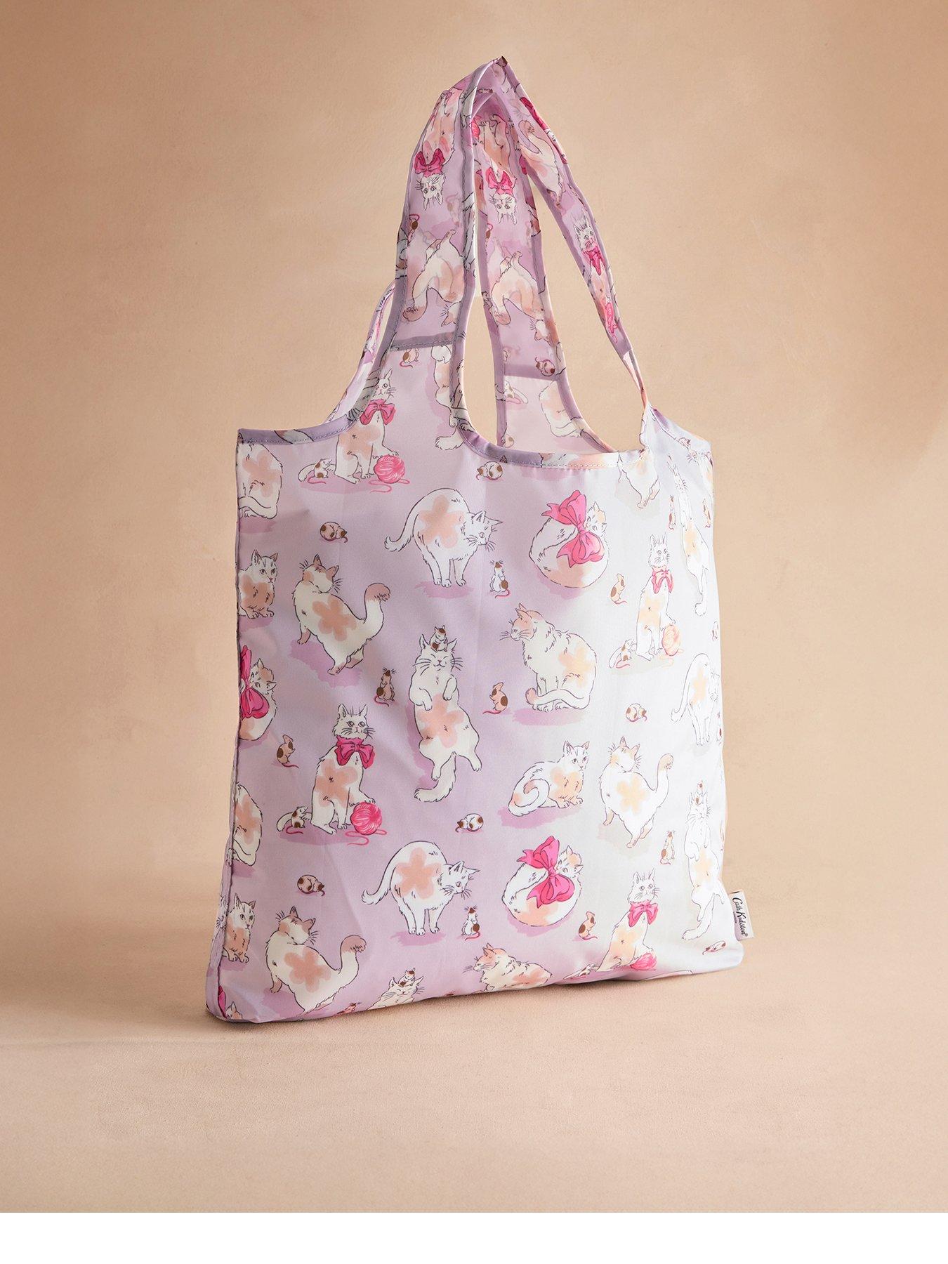 Image 1 of 4 of Cath Kidston Cats &amp; Mouse Foldaway Tote Bag - Pink
