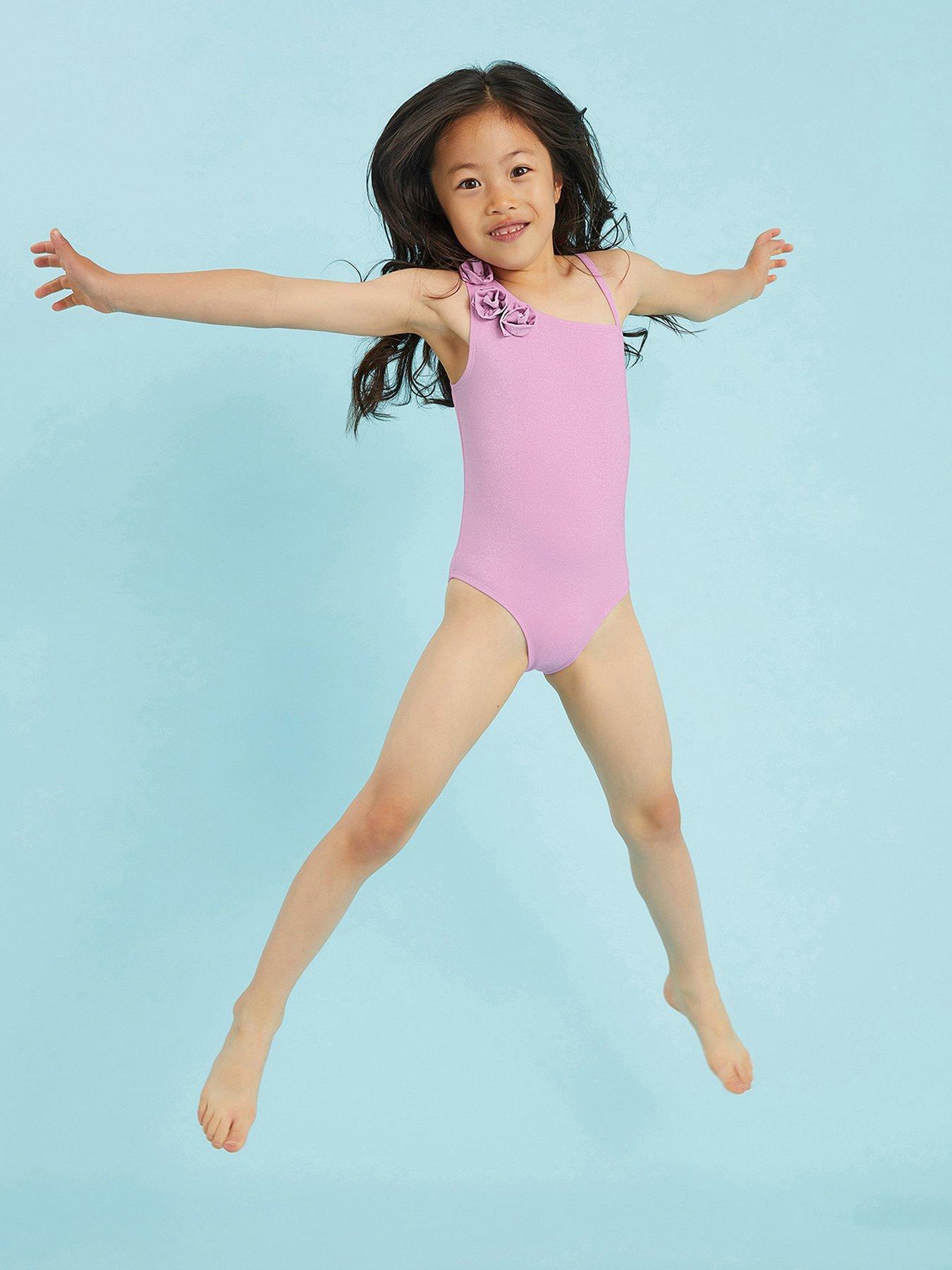 undefined Girls Sparkle Corsage Swimsuit - Light Purple