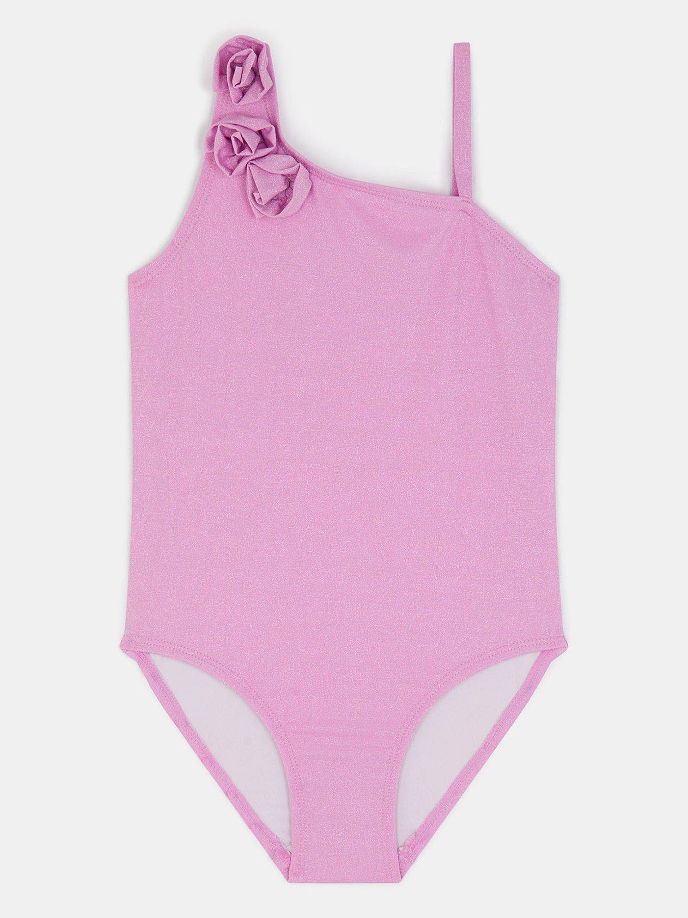 Image 2 of 4 of Accessorize Girls Sparkle Corsage Swimsuit - Light Purple