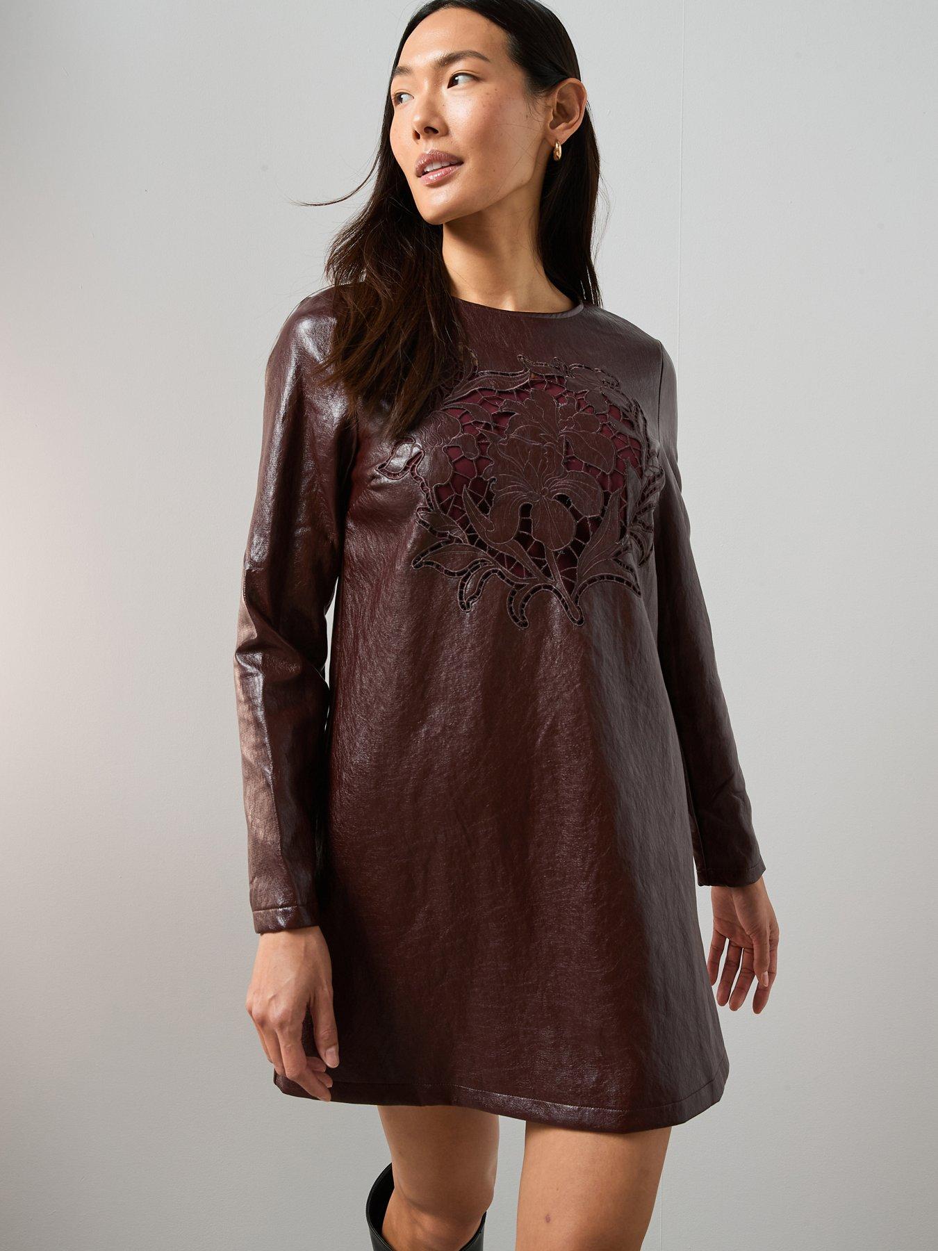 The Very Collection Cut Out Detail Mini Shift Dress - Brown