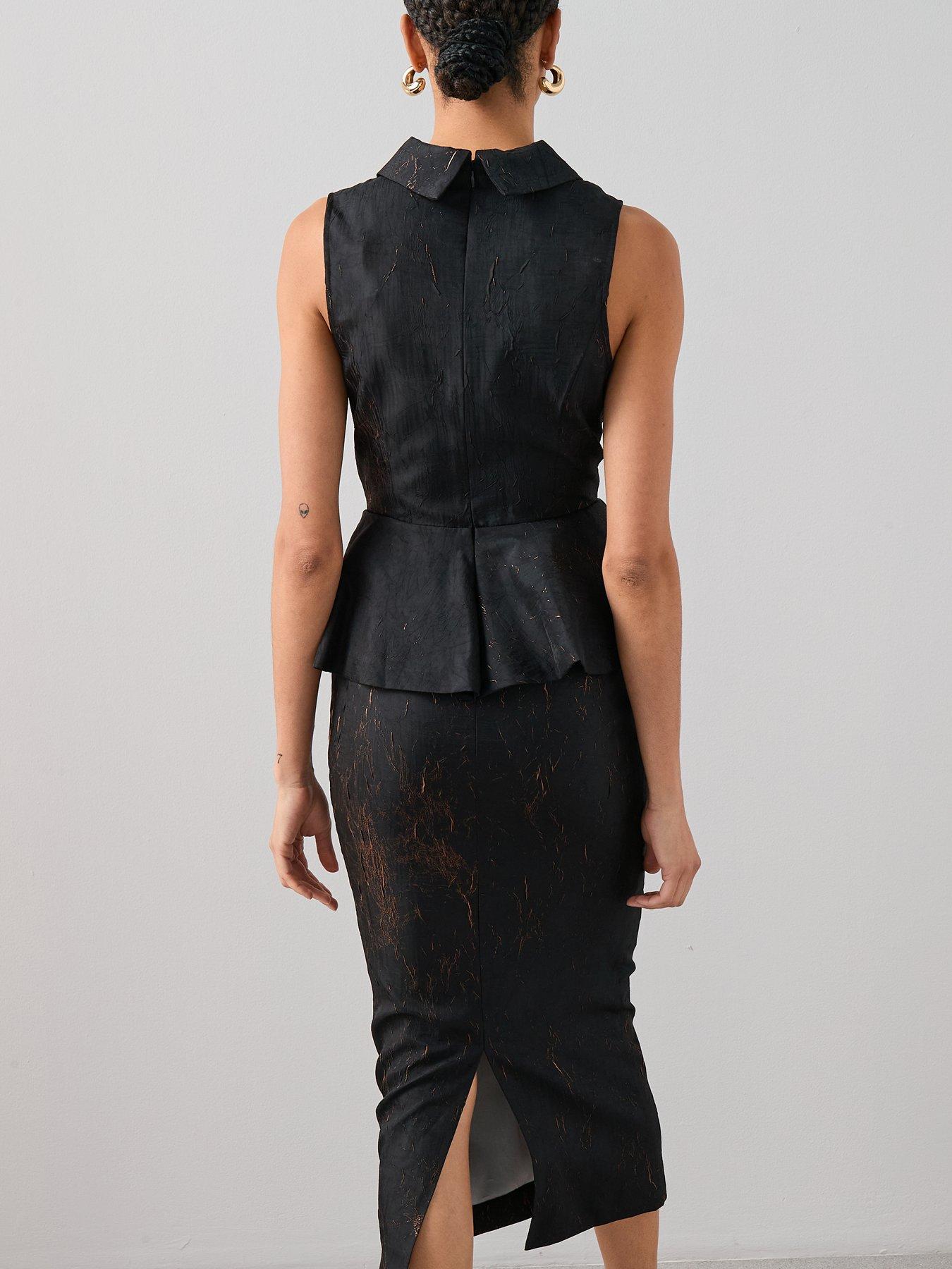  image of the-very-collection-peplum-waistcoat-midaxi-dress-black