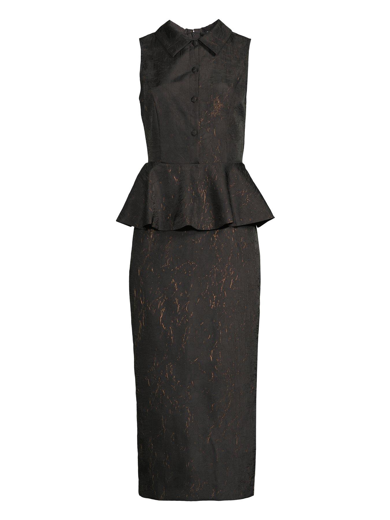 The Very Collection Peplum Waistcoat Midaxi Dress - Black