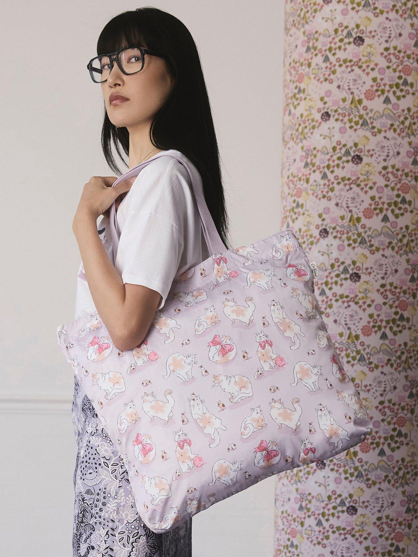  image of cath-kidston-cats-amp-mouse-large-foldaway-tote-bag-pink