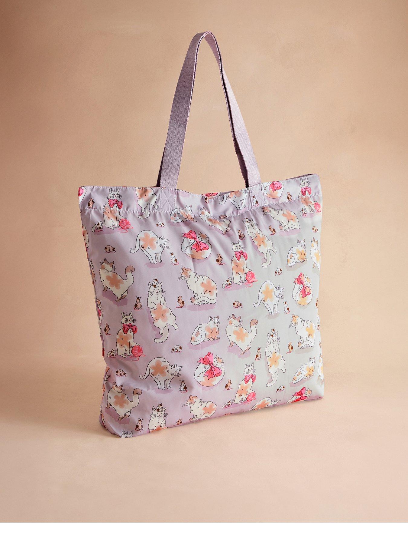 stillFront image of cath-kidston-cats-amp-mouse-large-foldaway-tote-bag-pink