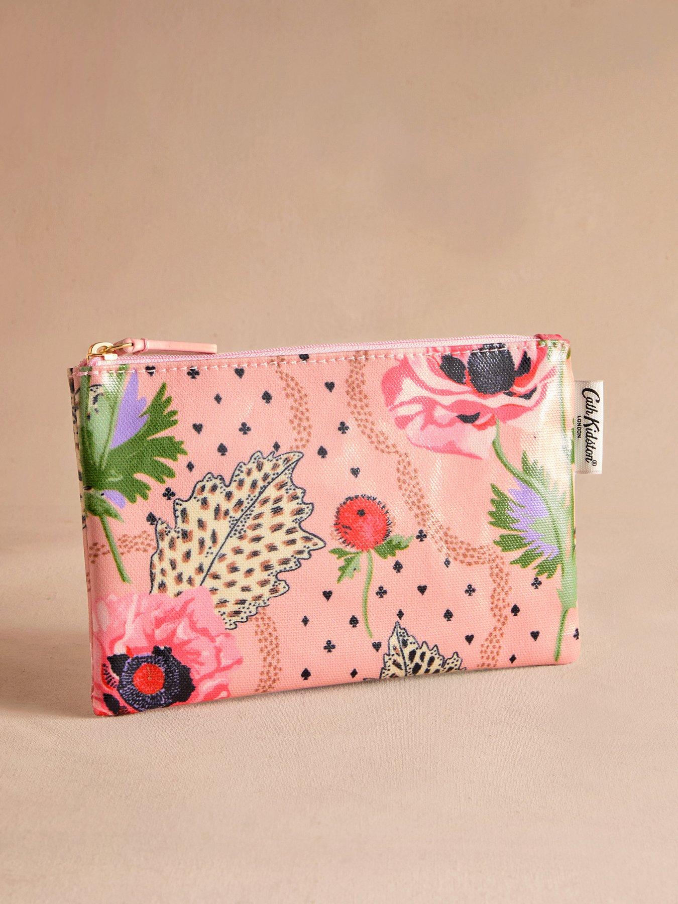 Image 1 of 5 of Cath Kidston Leopard Poppies Zip-up 100% Cotton Purse - Pink