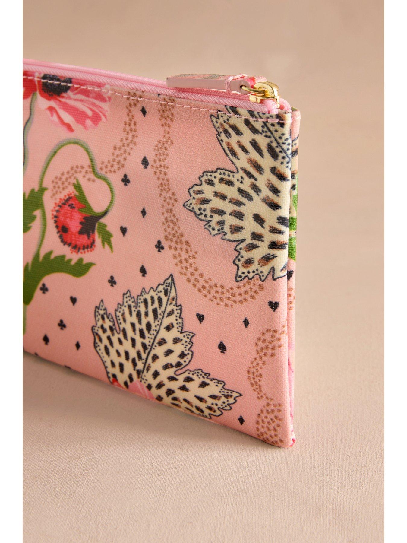 Image 4 of 5 of Cath Kidston Leopard Poppies Zip-up 100% Cotton Purse - Pink