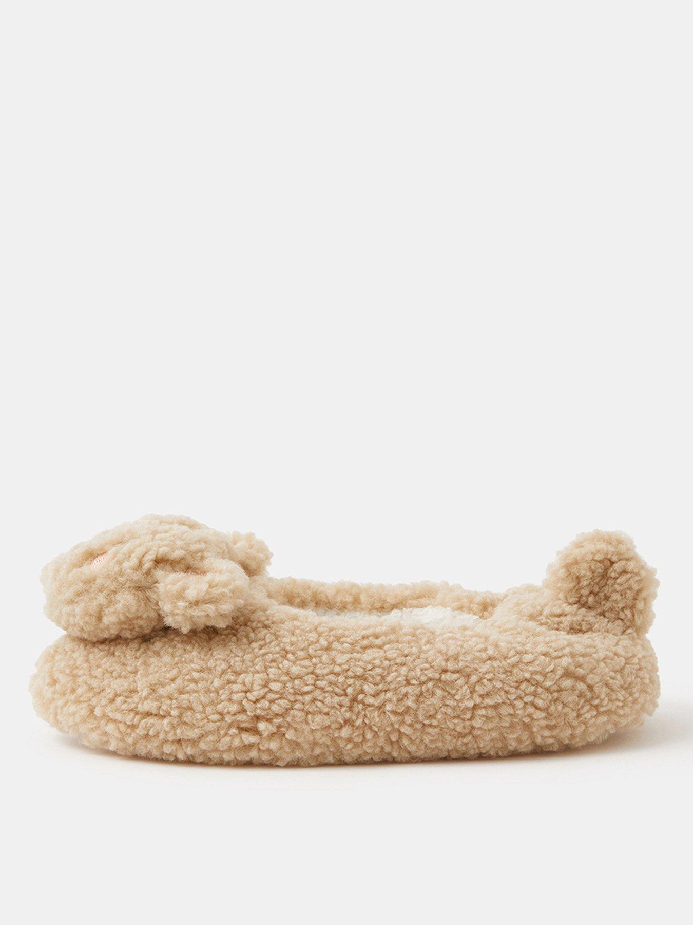 Image 2 of 3 of Accessorize Girls Bear Slippers - Beige