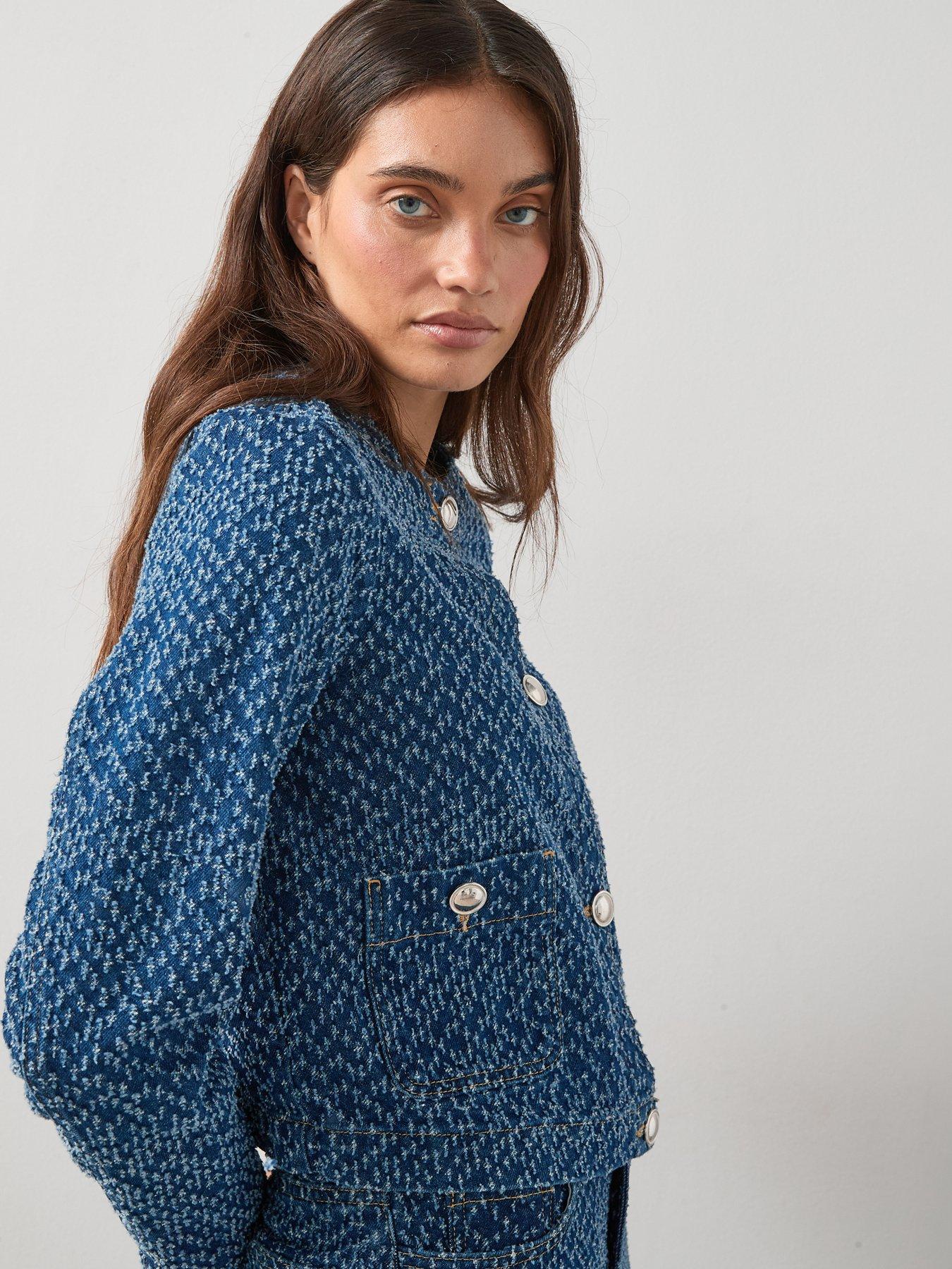 Image 5 of 6 of The Very Collection Denim Boucle Jacket - Mid Wash
